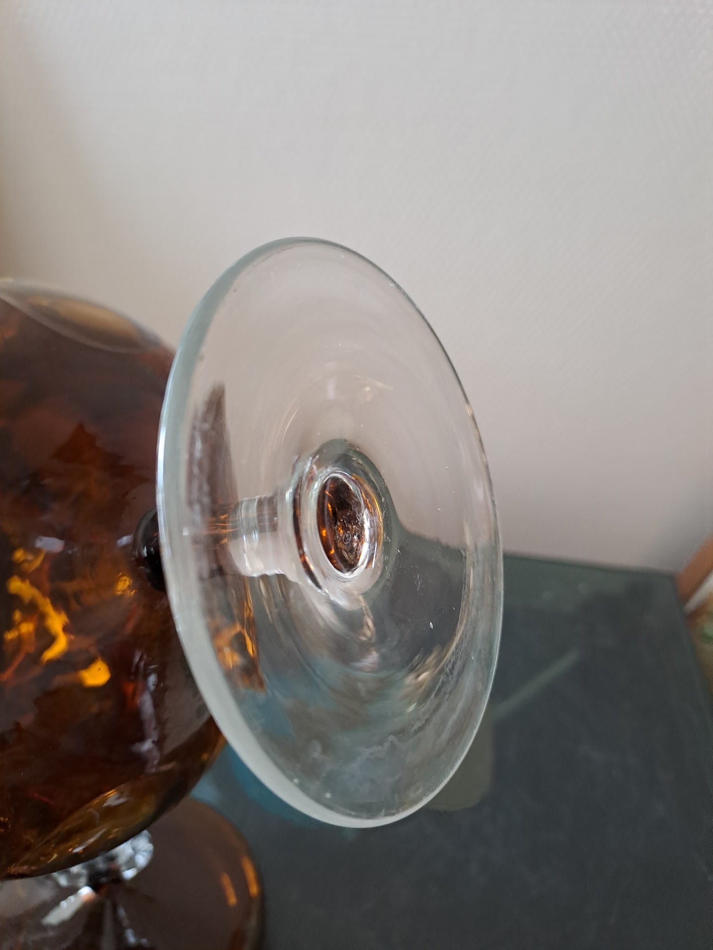 Bonbonnière / vase optique vintage. Fenton glass Moonstone optique. Empoli.