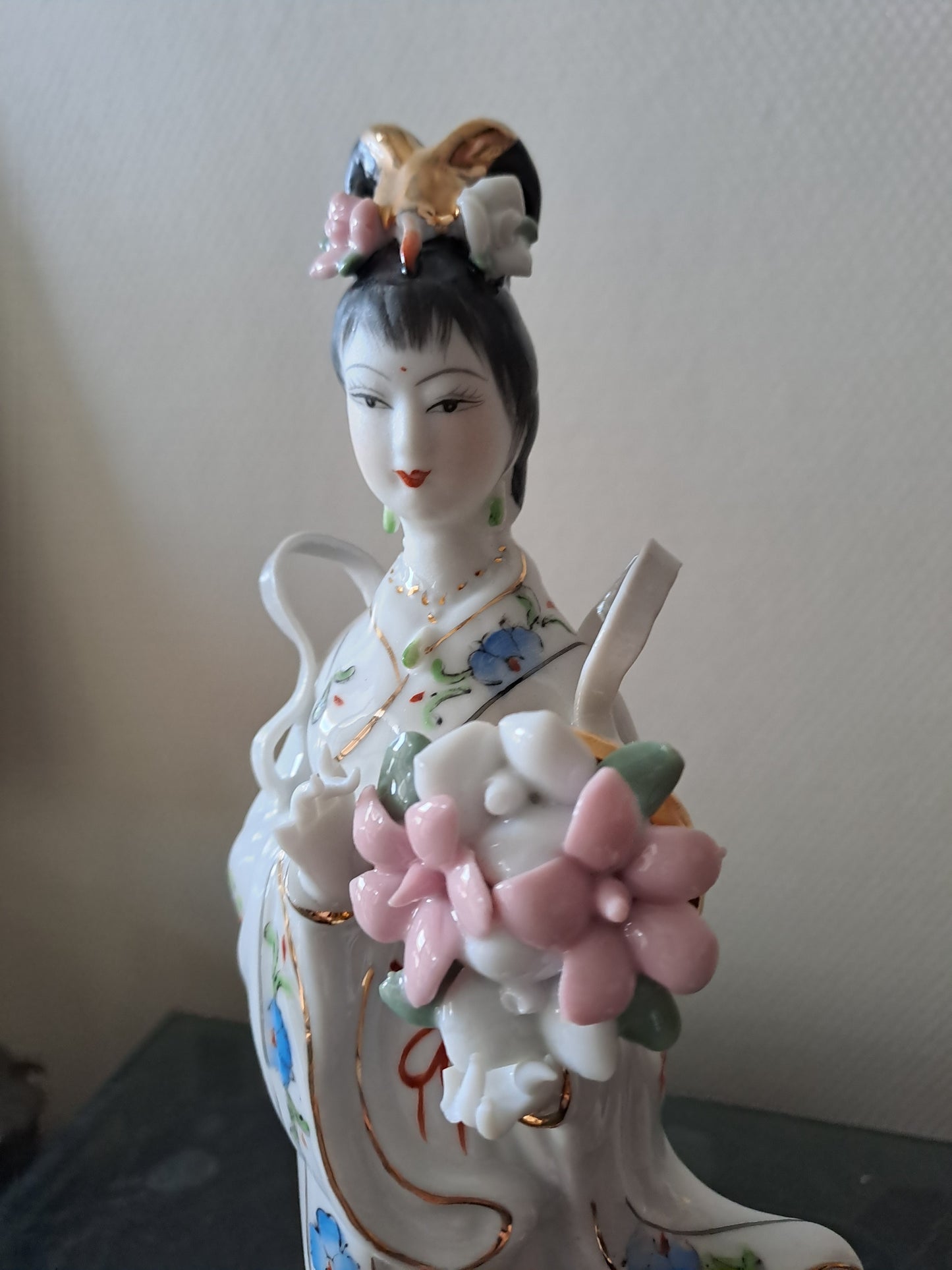 Statue Geisha Porcelaine Et Visage Biscuit