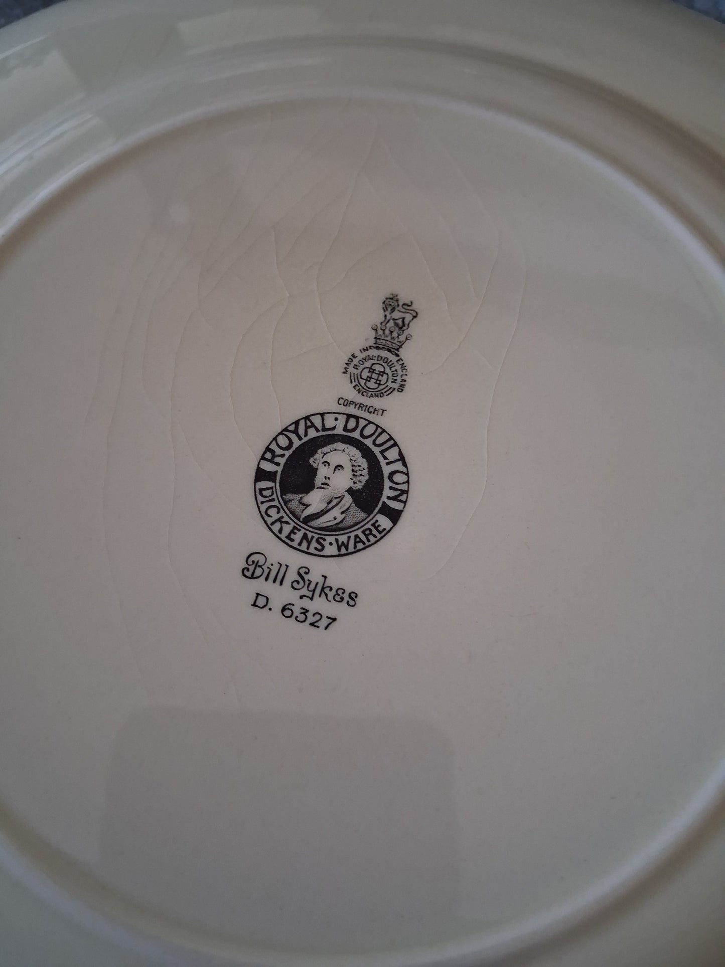 Royal Doulton Assiette Charles Dickens Bill Sykss numeroté. Ancien decoration vintage années 50 / 60