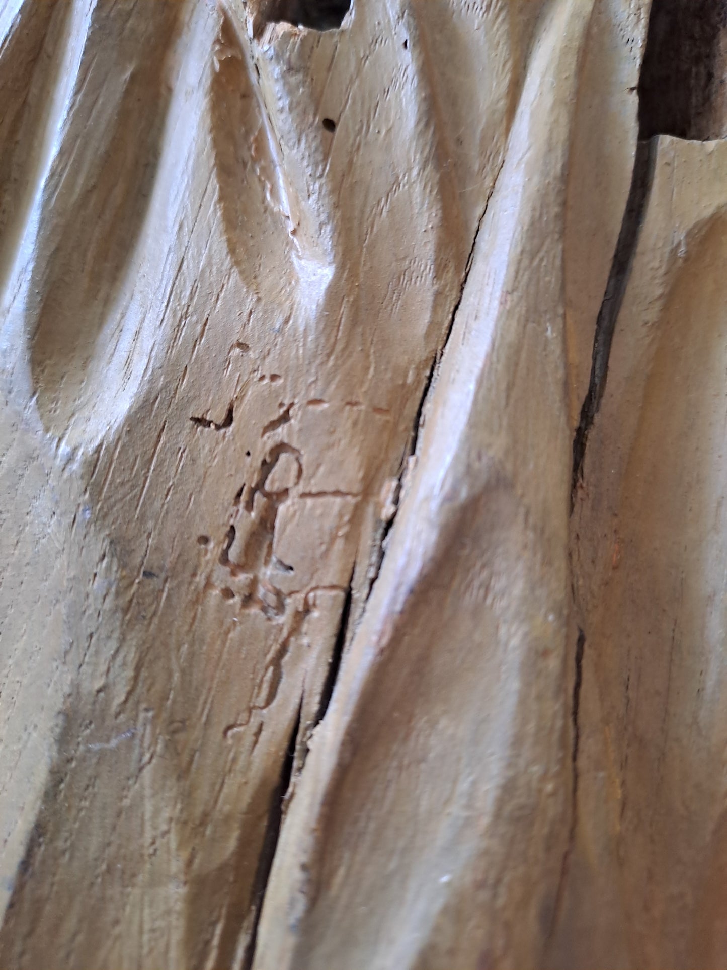 Statue en bois Polychrome. Représentant Saint Jean-Baptiste. 1ere moitié du XVIII eme. Ancien Vintage catholique.