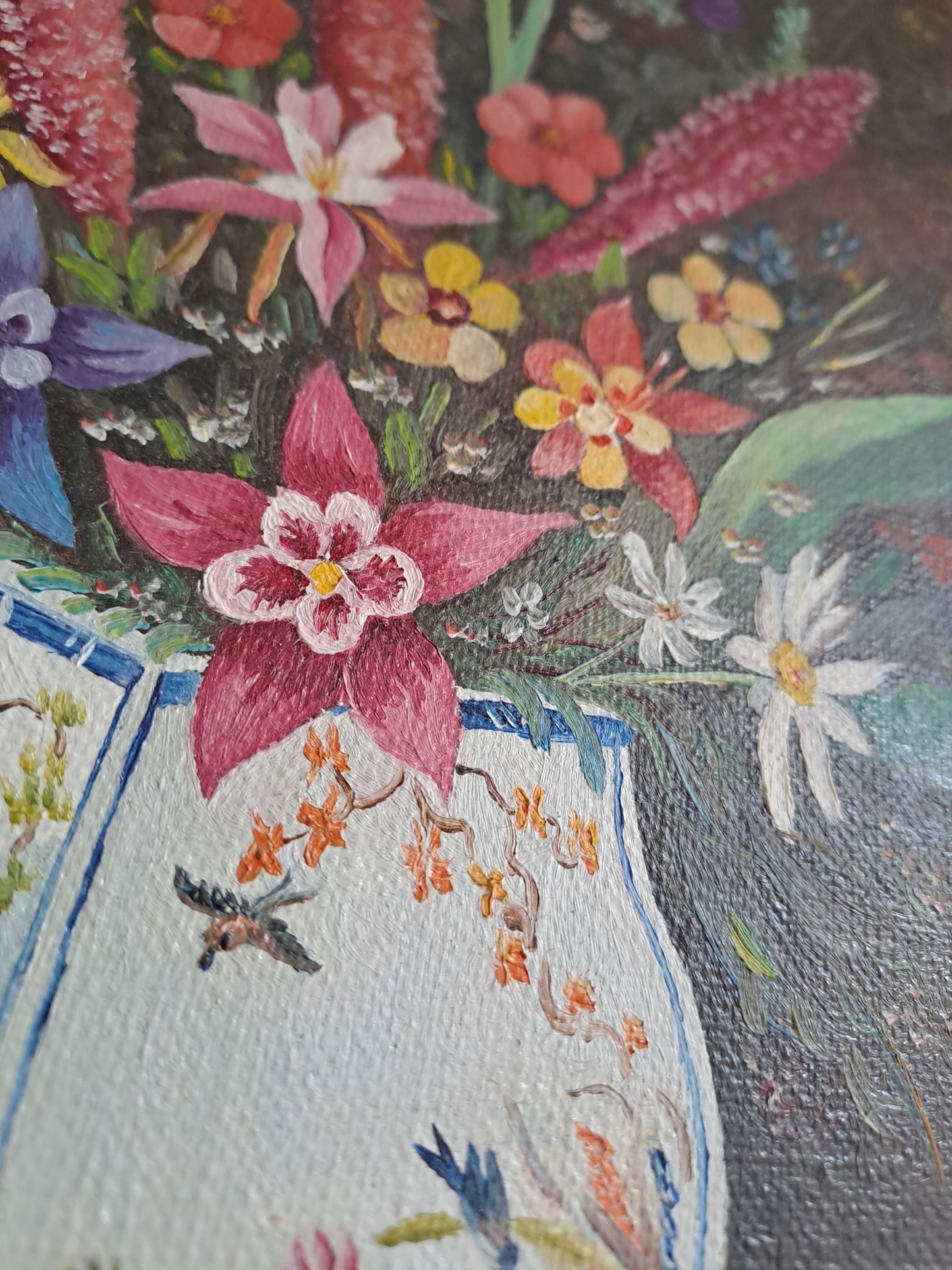 Peinture François Narcy. Bouquet Dans Théière. Avril 1989.