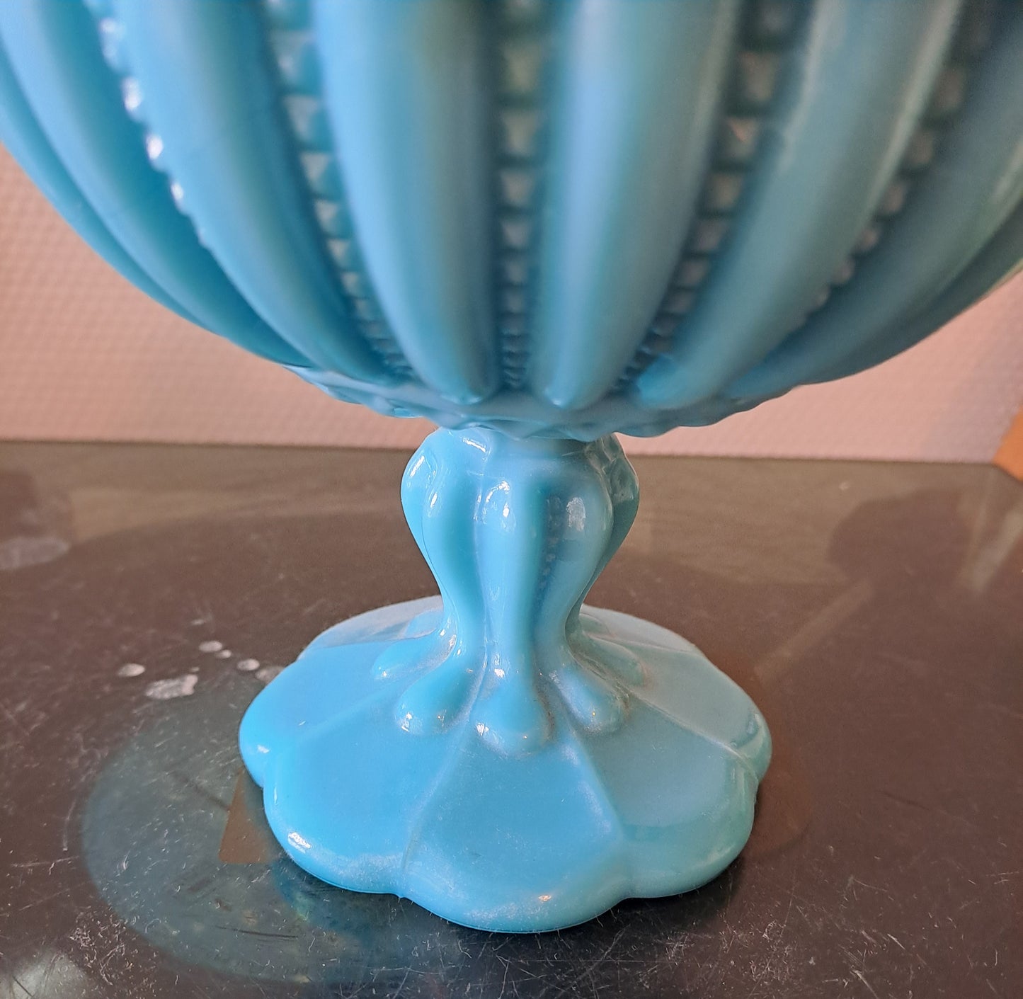 Bonbonnière/ Drageoir En Opaline Bleue.