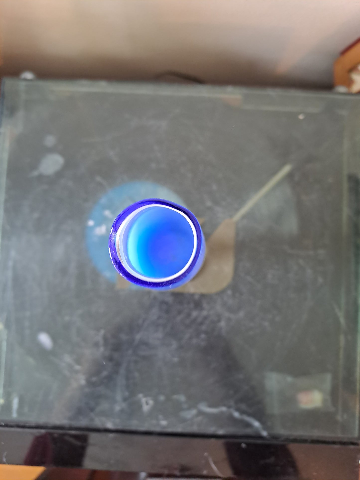 Vase Soliflore tige Torsadée. Rare. Moretti. Empoli. Murano. Bleu Clair.