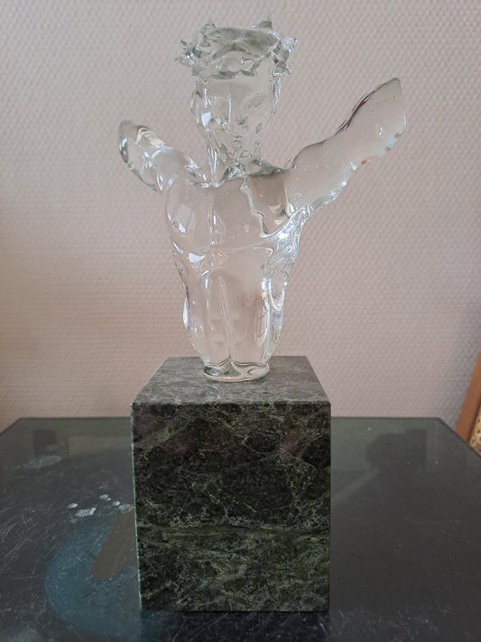 Buste Christ À  La Couronne D'épines En Marbre Et Cristal.