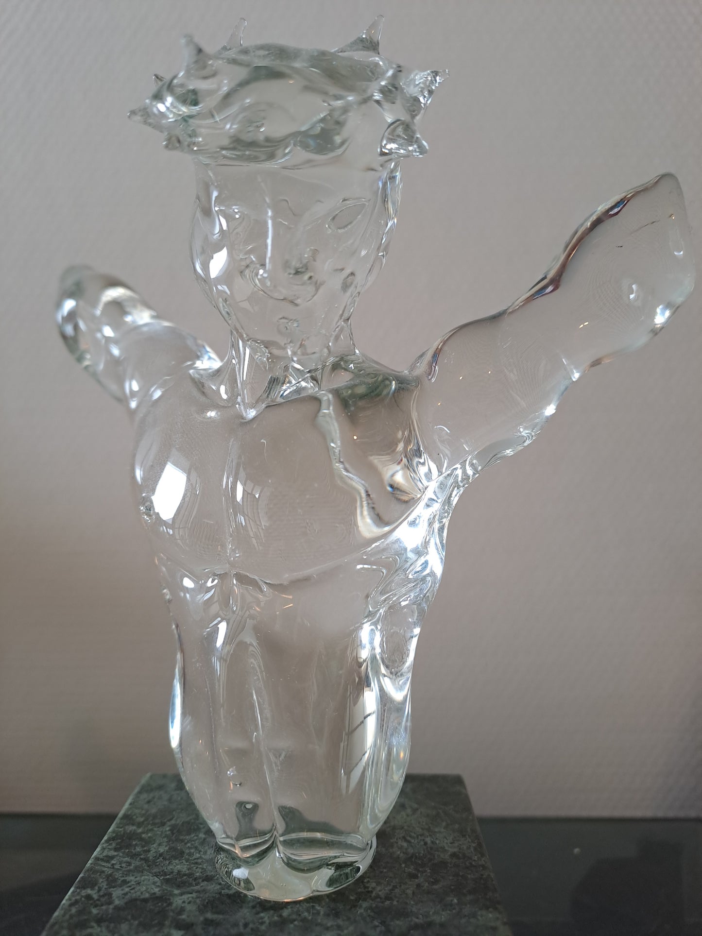 Buste Christ À  La Couronne D'épines En Marbre Et Cristal.