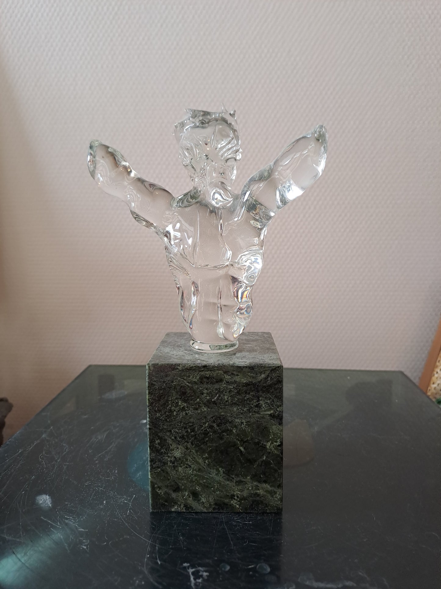 Buste Christ À  La Couronne D'épines En Marbre Et Cristal.