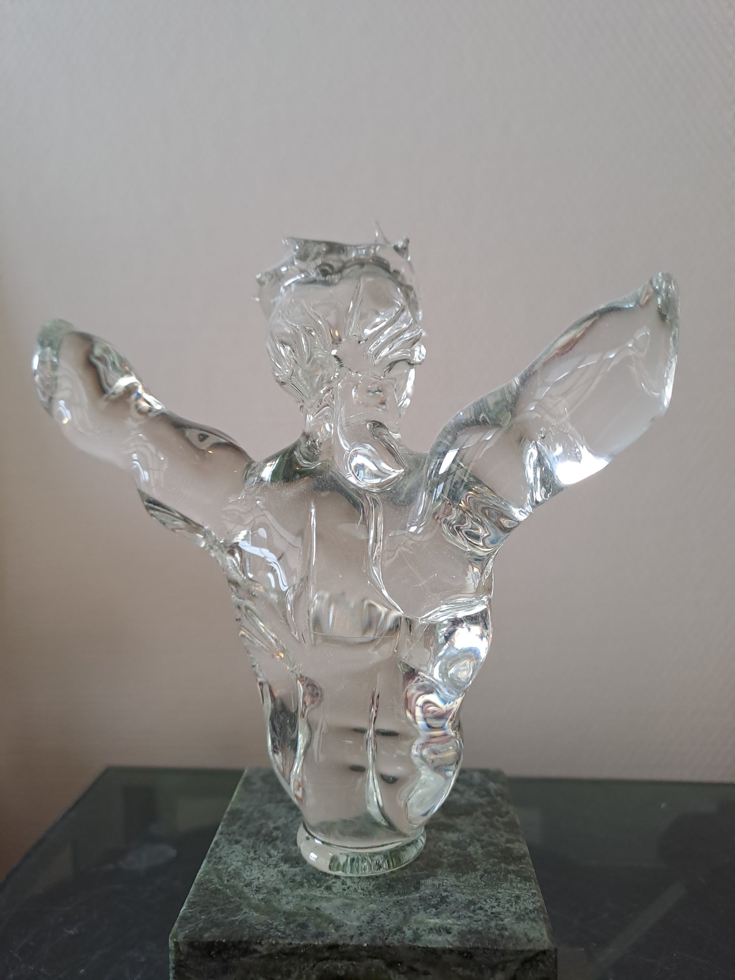 Buste Christ À  La Couronne D'épines En Marbre Et Cristal.