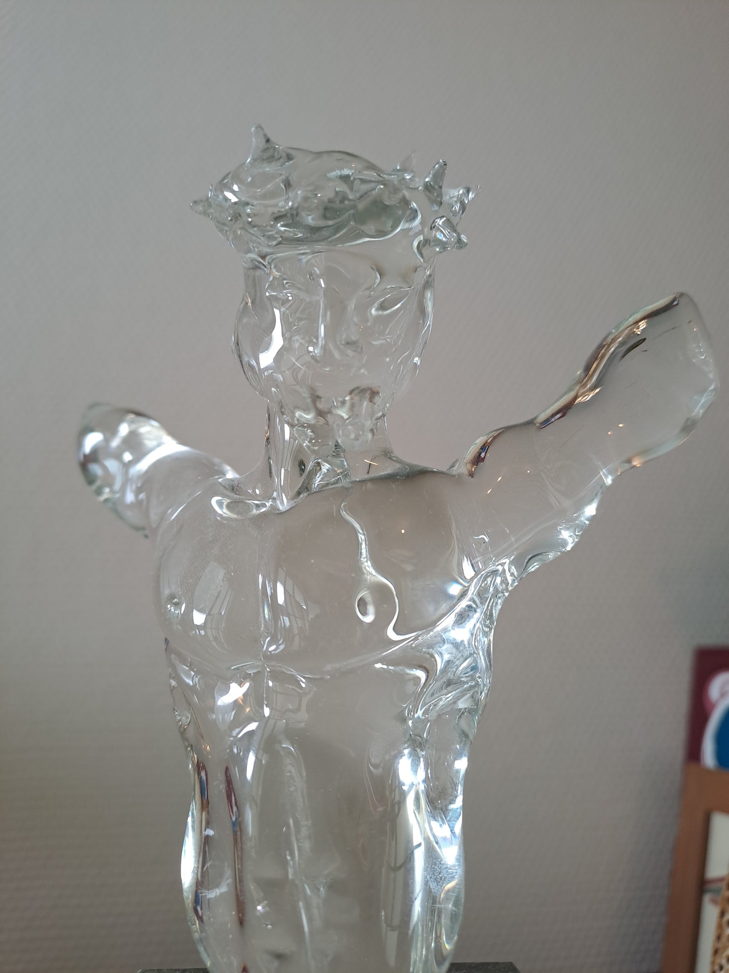 Buste Christ À  La Couronne D'épines En Marbre Et Cristal.