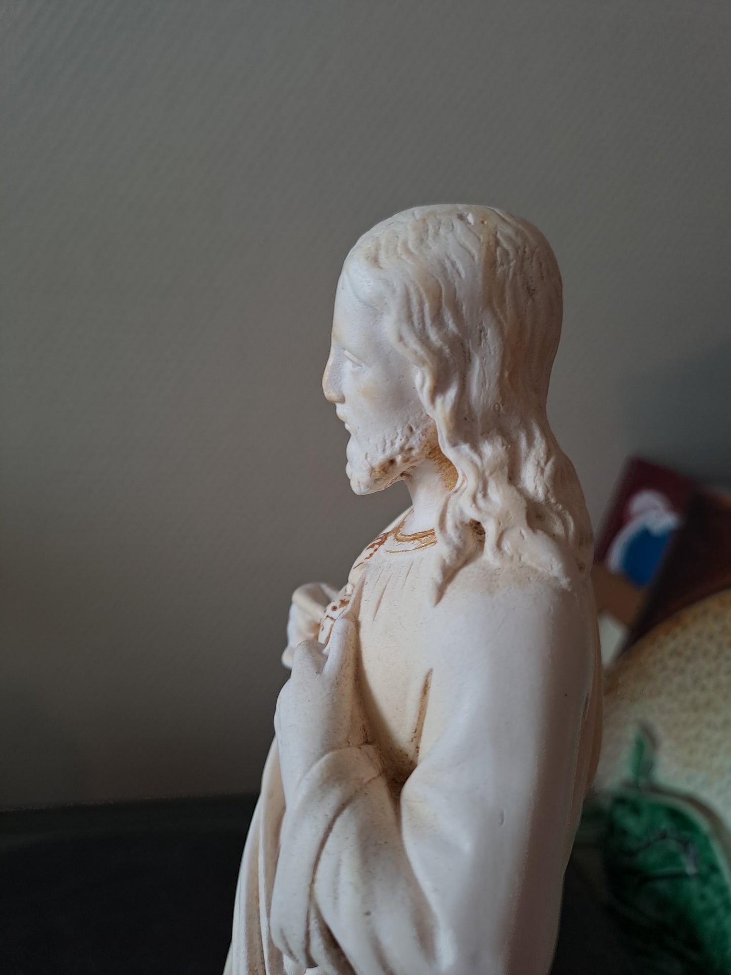 Statue Sacré-Cœur De Jésus.  Signé.