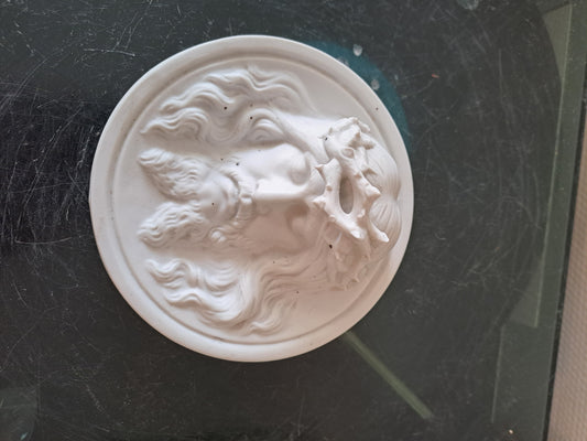 Médaillon Figurant Le Christ À La Couronne D'épines Porcelaine Blanche En...