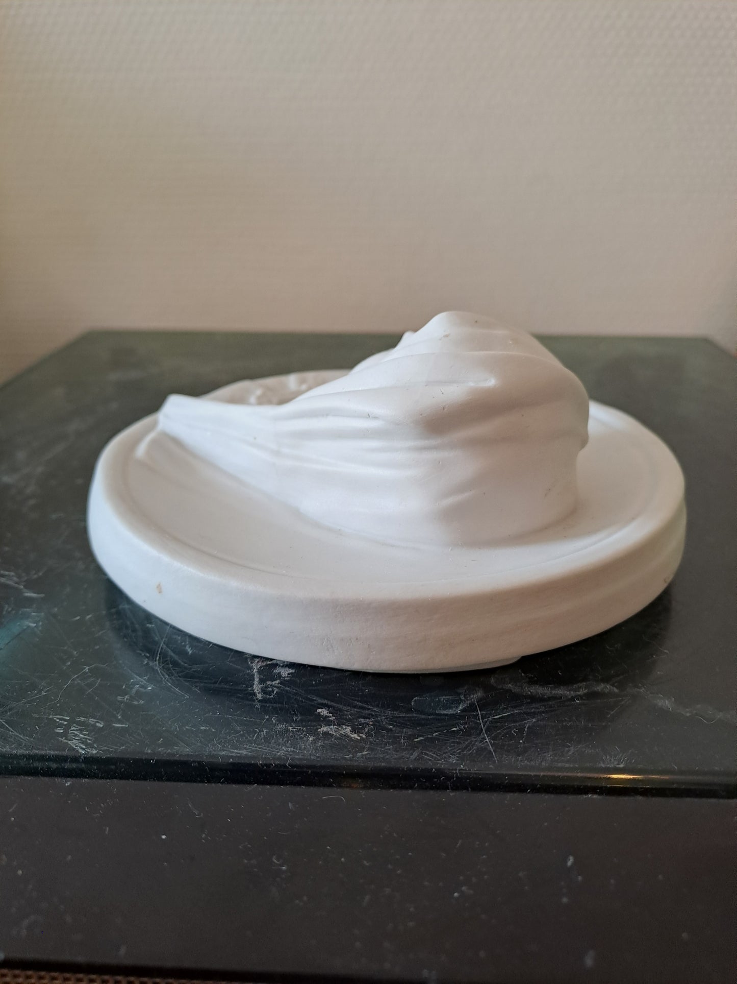 Médaillon Figurant La Sainte Vierge Marie Porcelaine Blanche  Biscuit Bas-relief