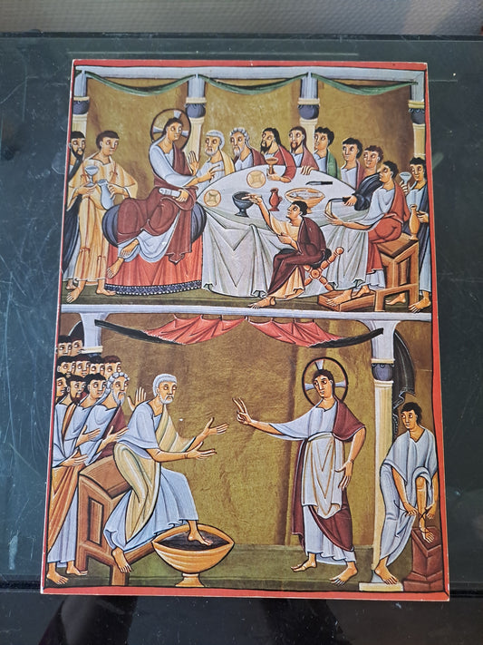 Icône Représentant La Sainte Cène Et Le Lavement De Pieds. 26.8 Cm X 19 cm.