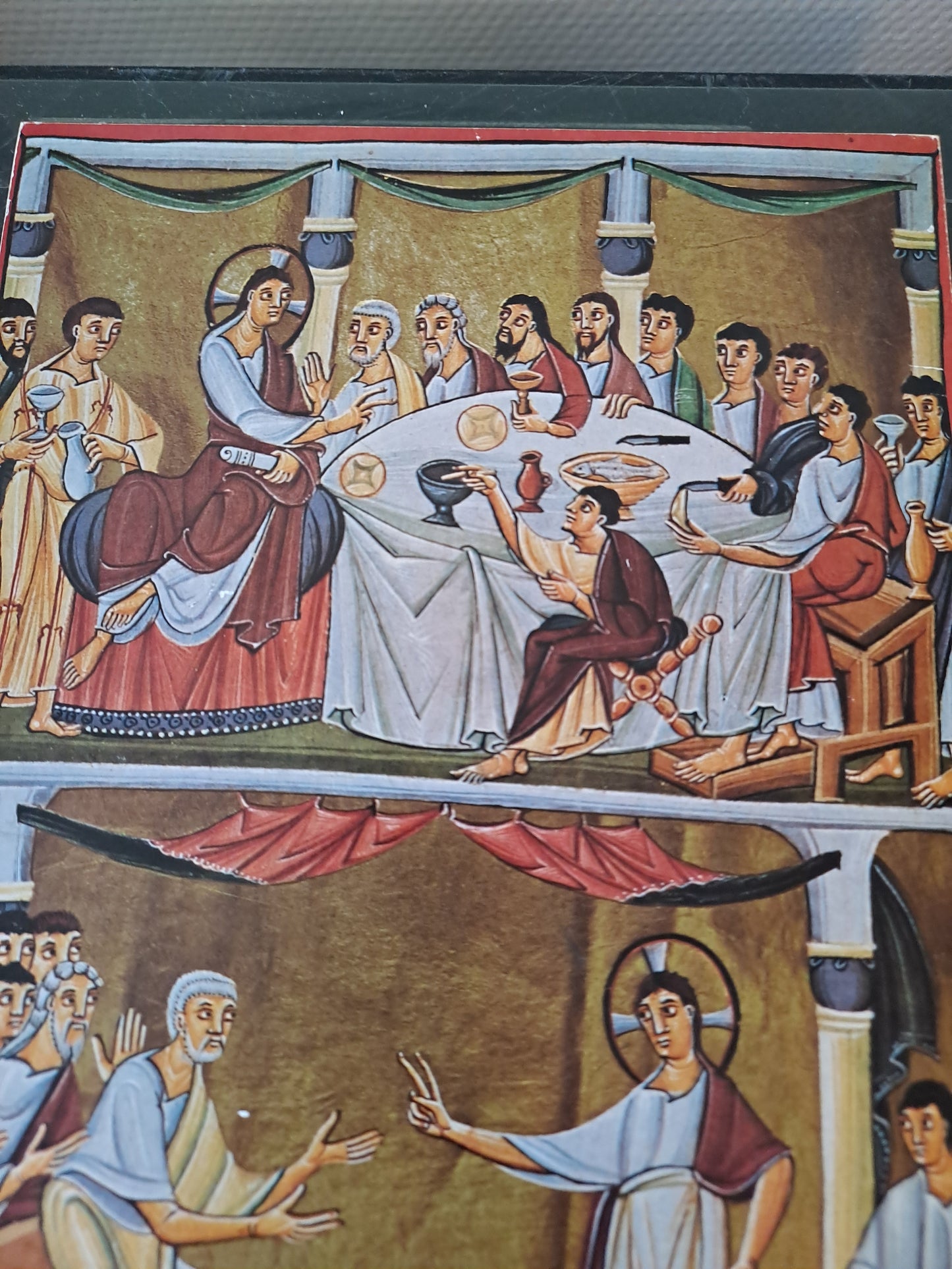 Icône Représentant La Sainte Cène Et Le Lavement De Pieds. 26.8 Cm X 19 cm.