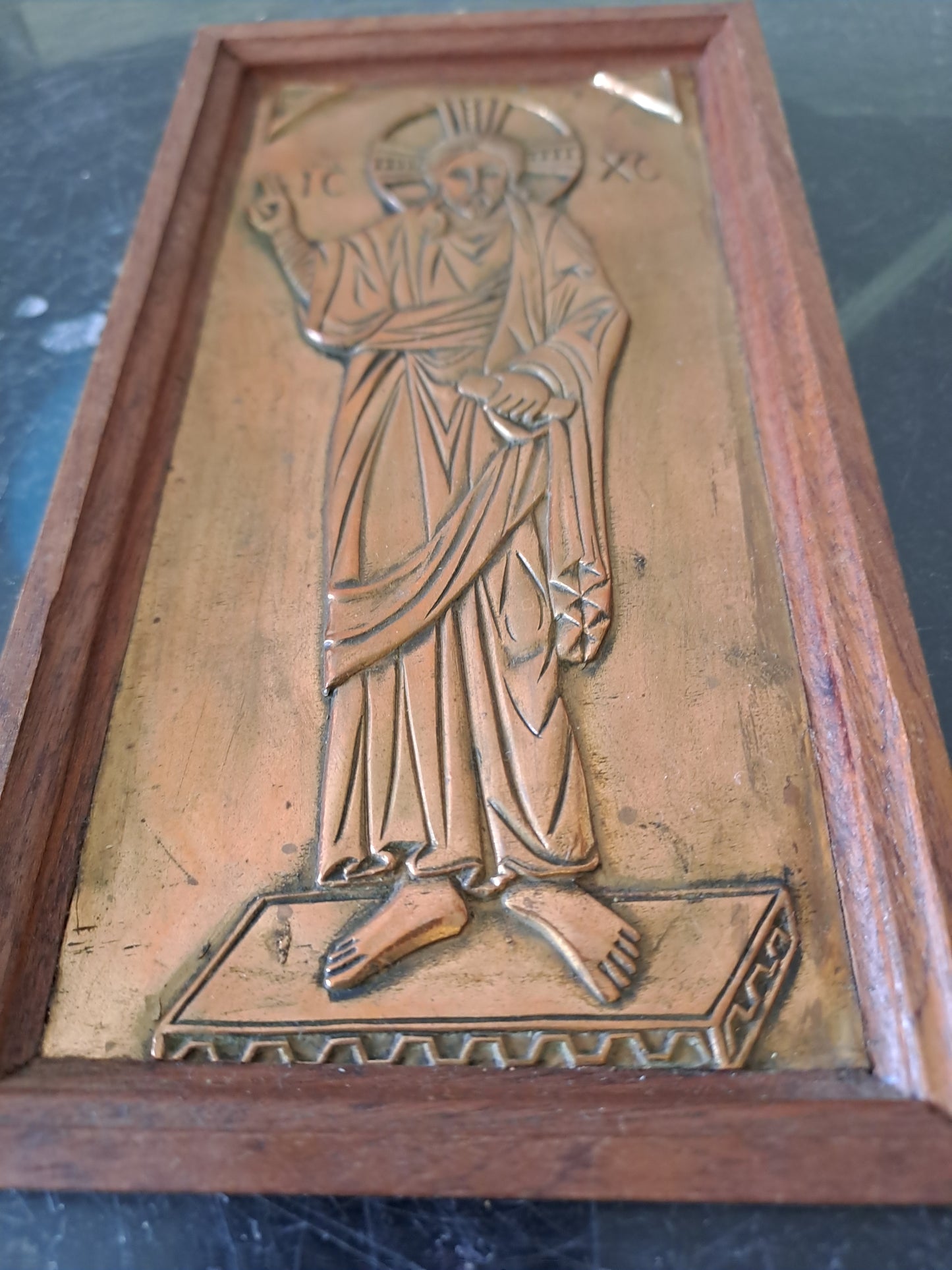 Icône. Jésus-Christ victorieux. Cuivre repoussé