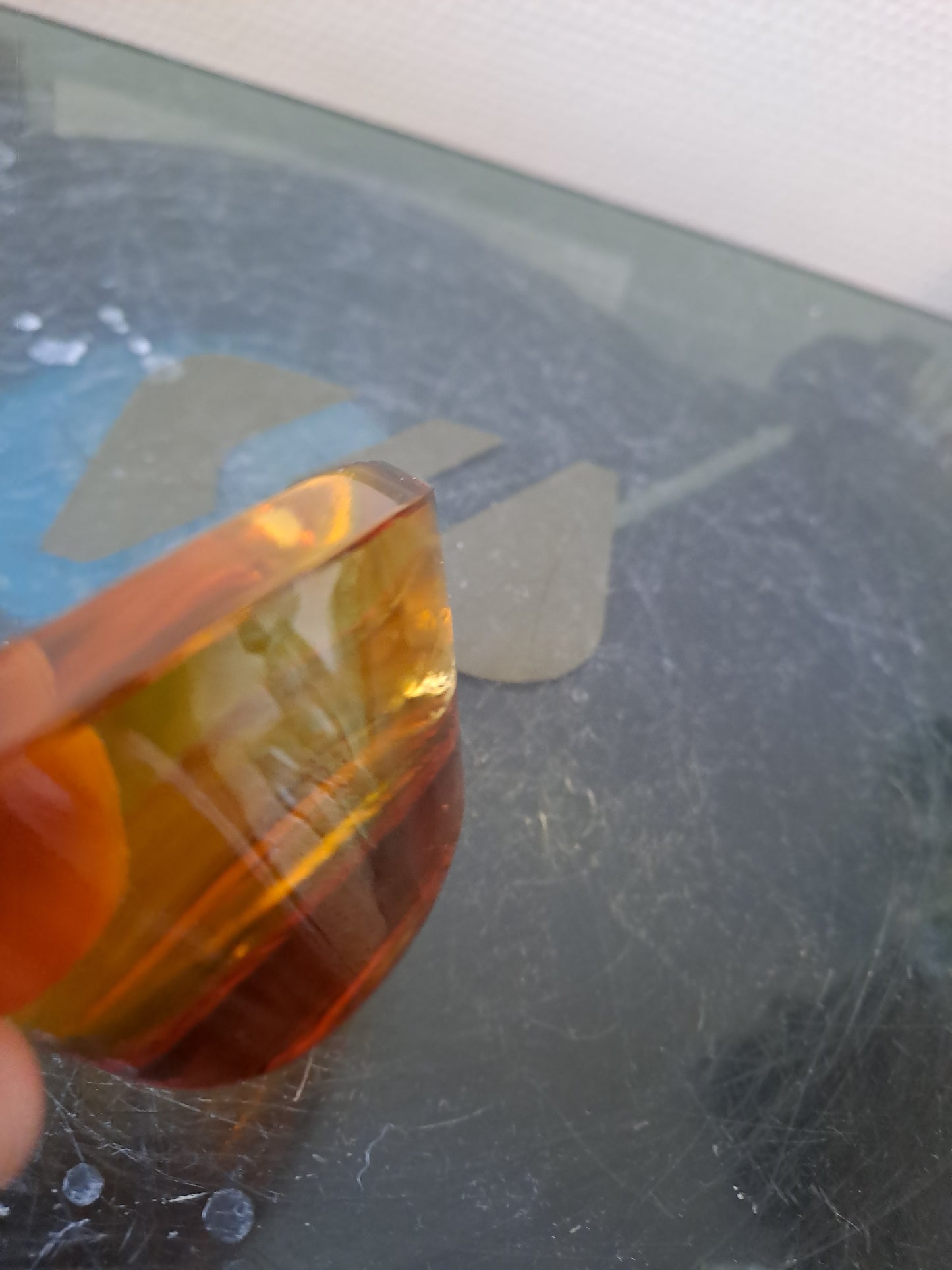 Cendrier Cristal. Design Mi-century.  Ambre. Vintage.