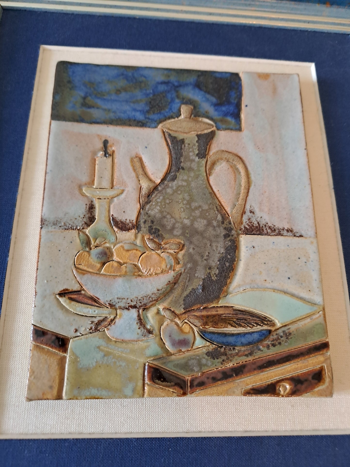 Carreau Nature morte Aux Pommes. Signé Alain Prudhomme. 1974.