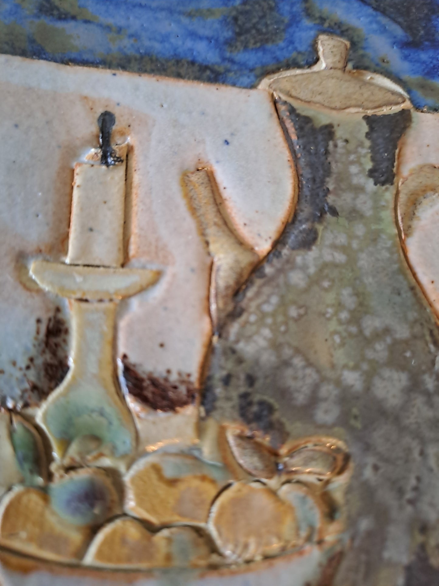 Carreau Nature morte Aux Pommes. Signé Alain Prudhomme. 1974.