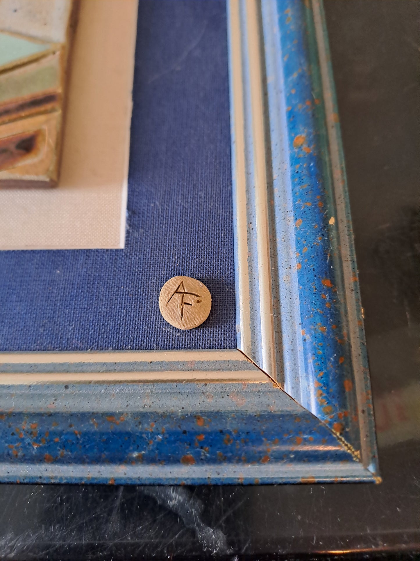 Carreau Nature morte Aux Pommes. Signé Alain Prudhomme. 1974.