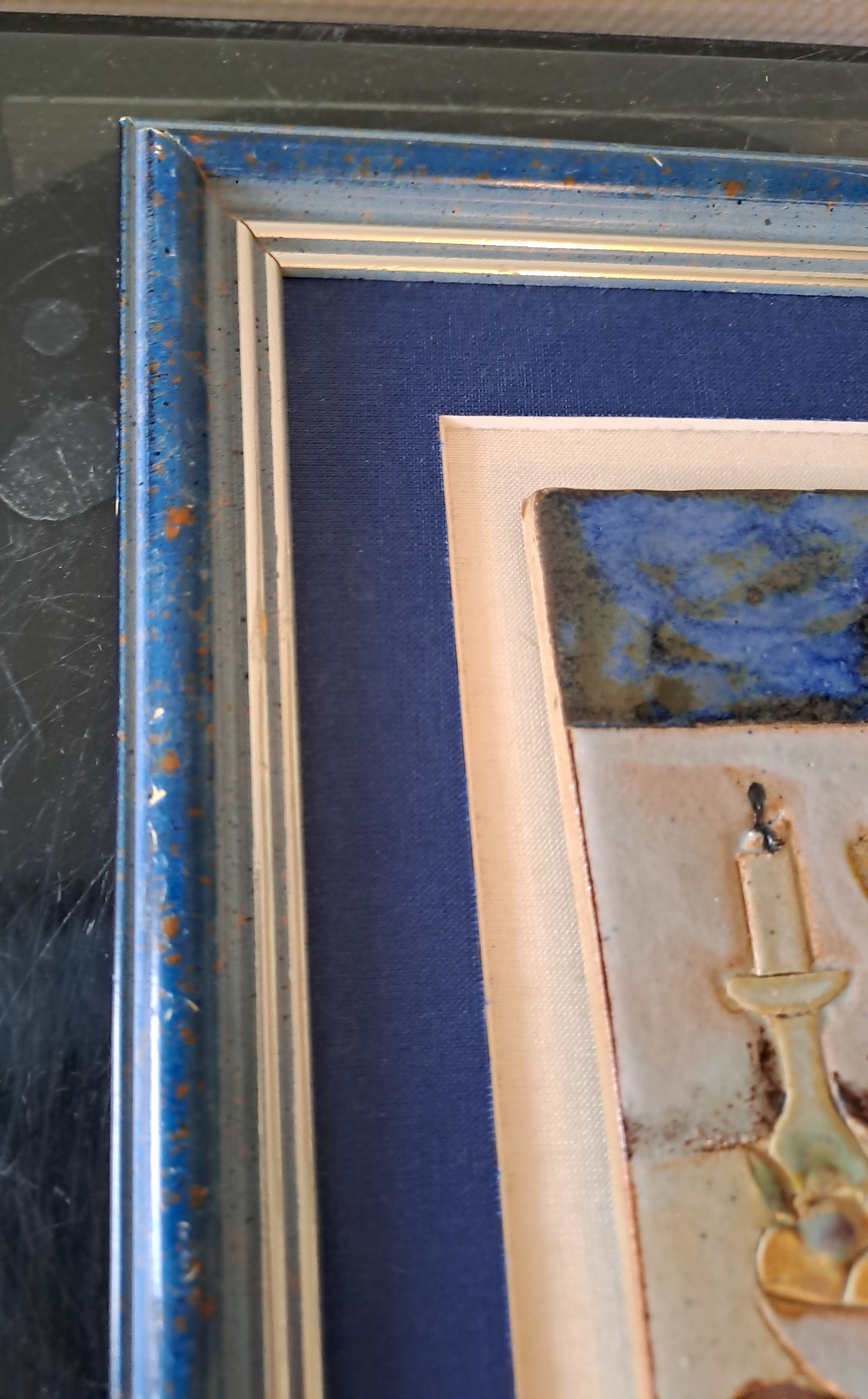 Carreau Nature morte Aux Pommes. Signé Alain Prudhomme. 1974.