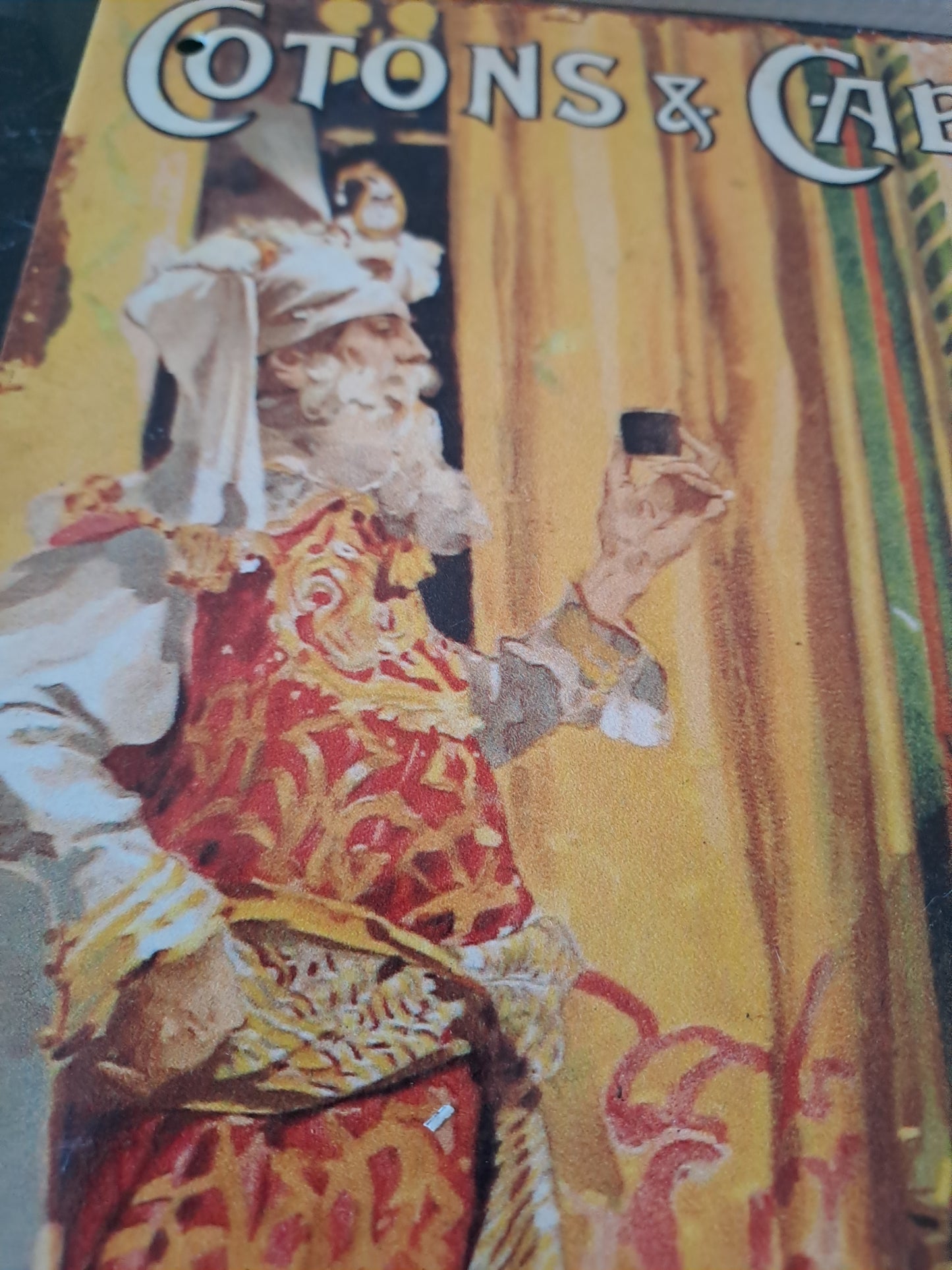 Plaque en Tôle publicitaire. Cotons et Câblés. L.V. Paris. Rouge et noir indien.