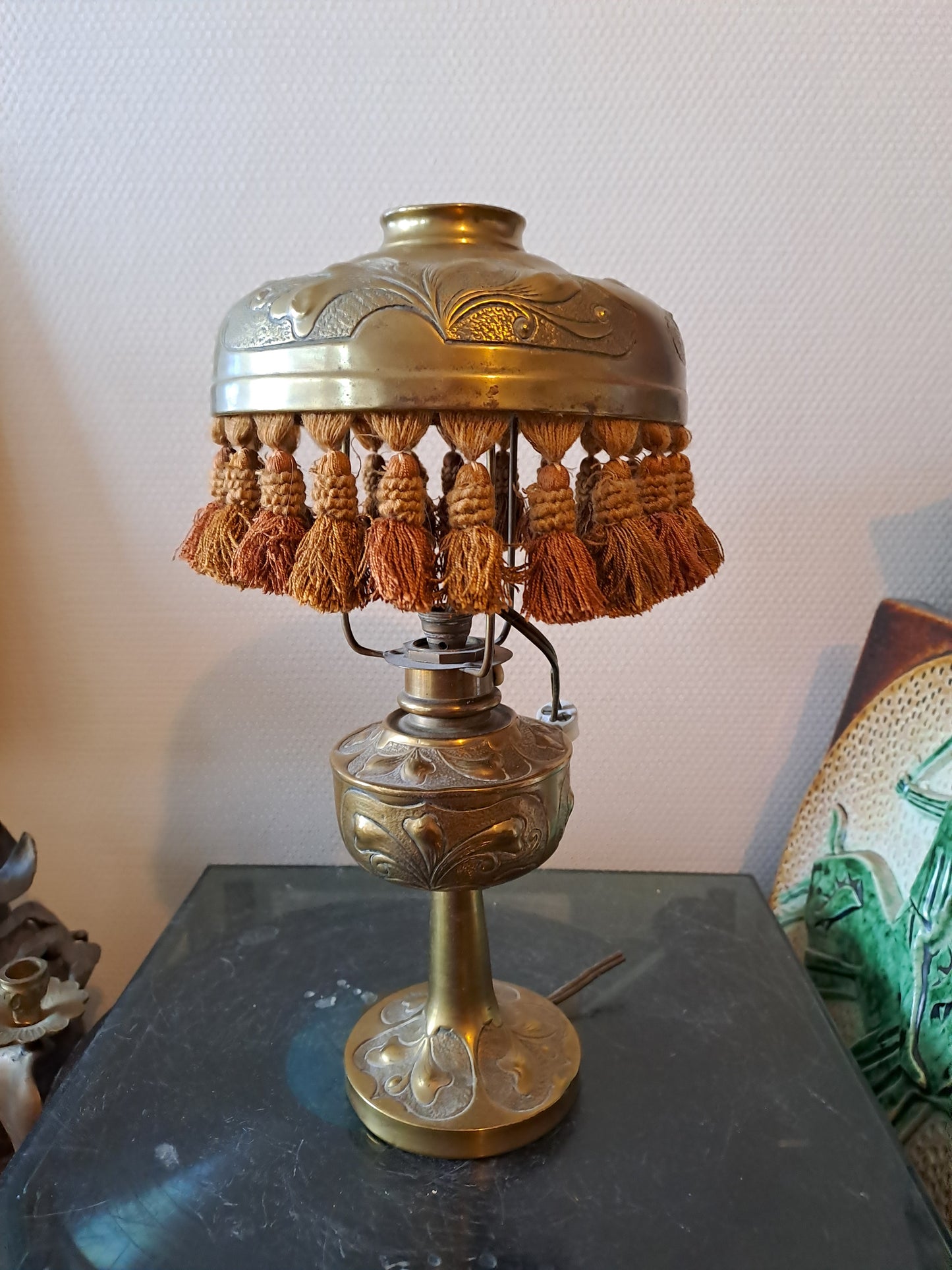 Ancienne Lampe À Pétrole Monté En Lampe.