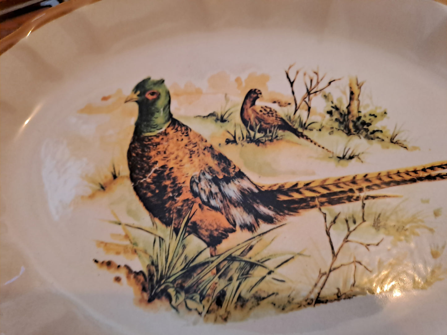 Plat Figurant Deux Faisans. Ceramica Castellania. Made In Italy.