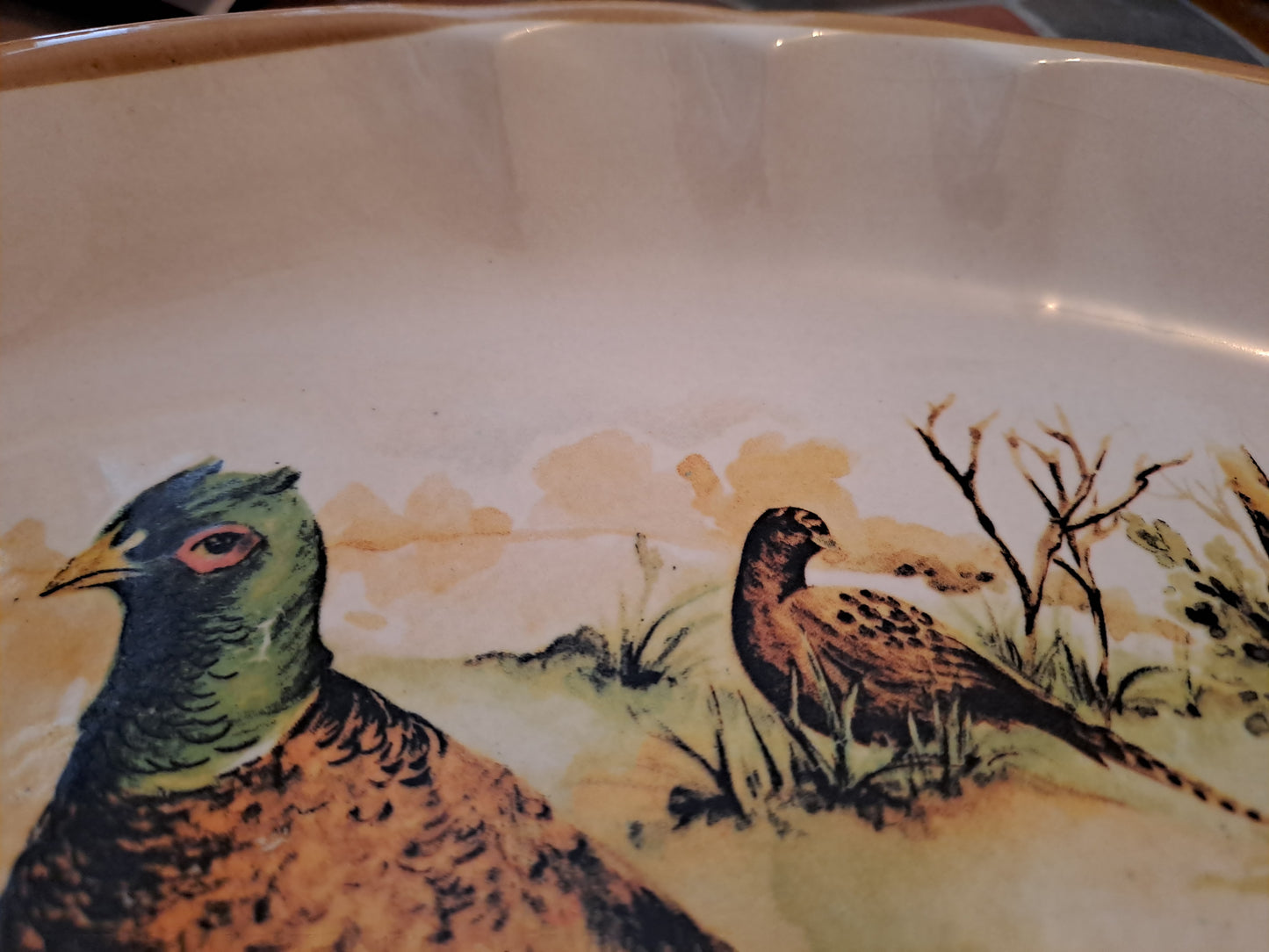 Plat Figurant Deux Faisans. Ceramica Castellania. Made In Italy.