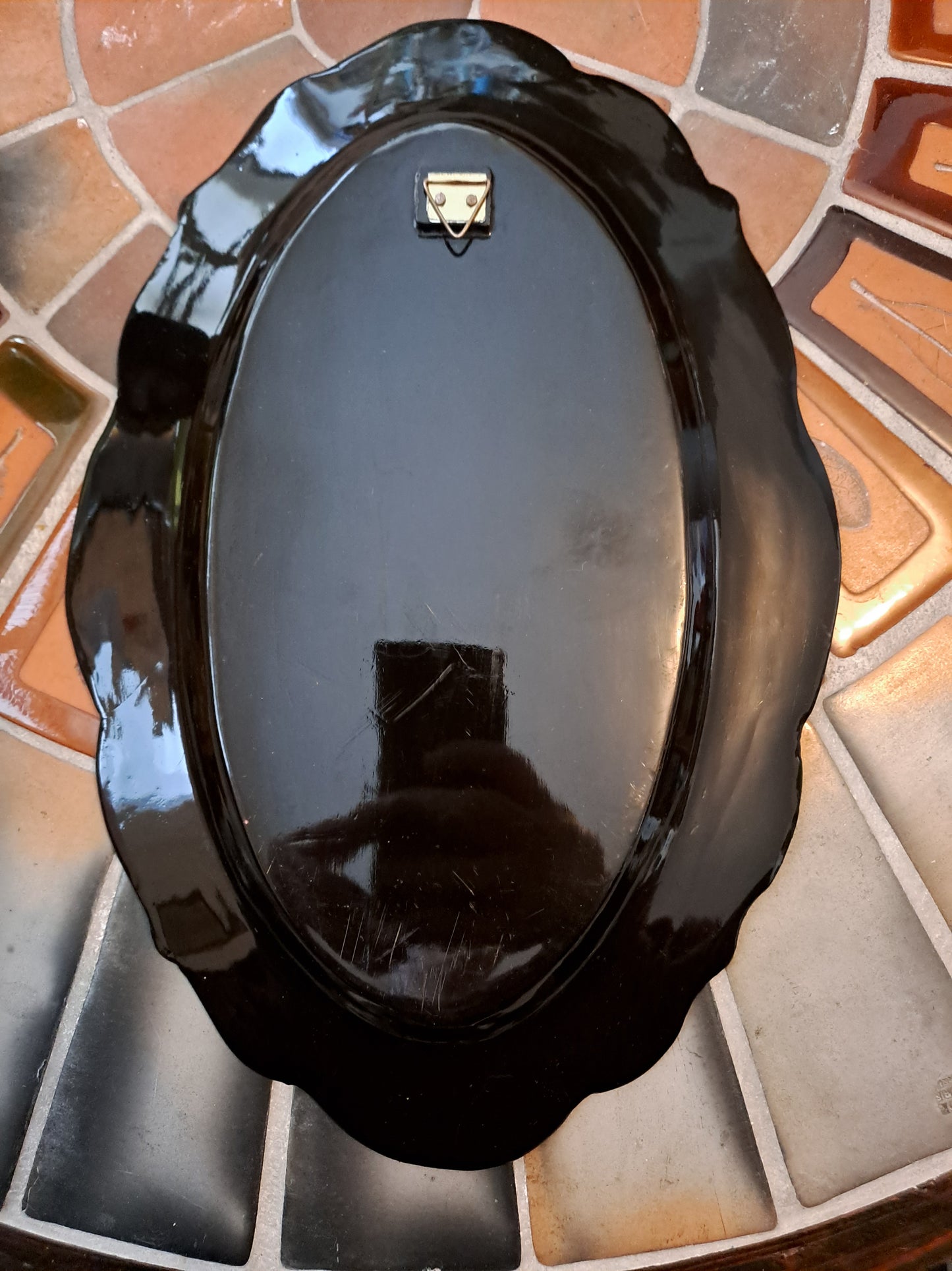 Plat  De Laque Marquetes Incrustations De Nacre Figurant 3 Geishas Devant Un...