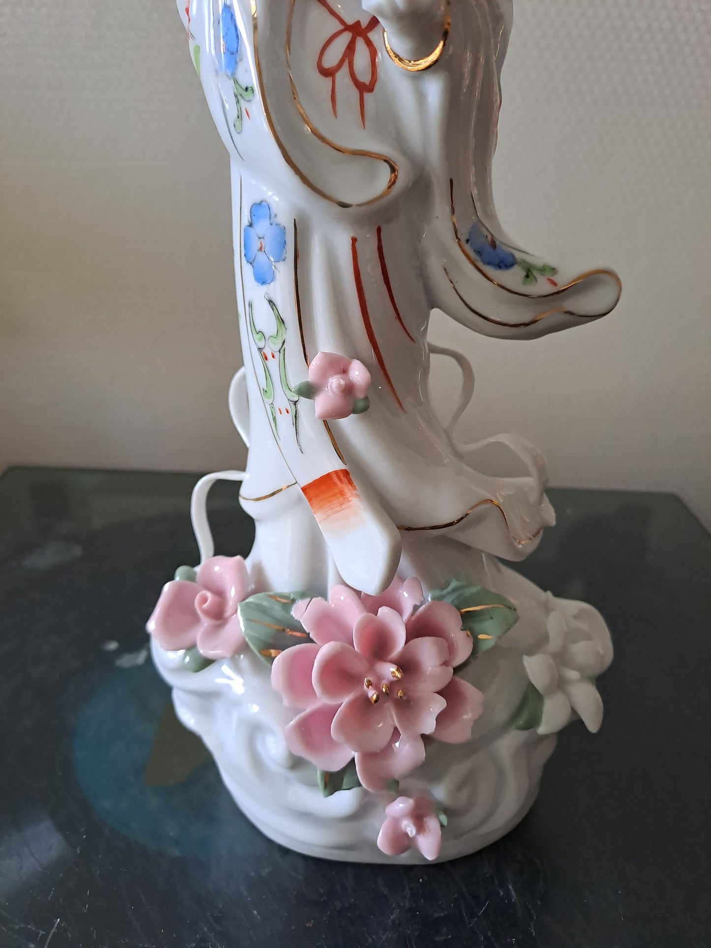 Statue Geisha Porcelaine Et Visage Biscuit