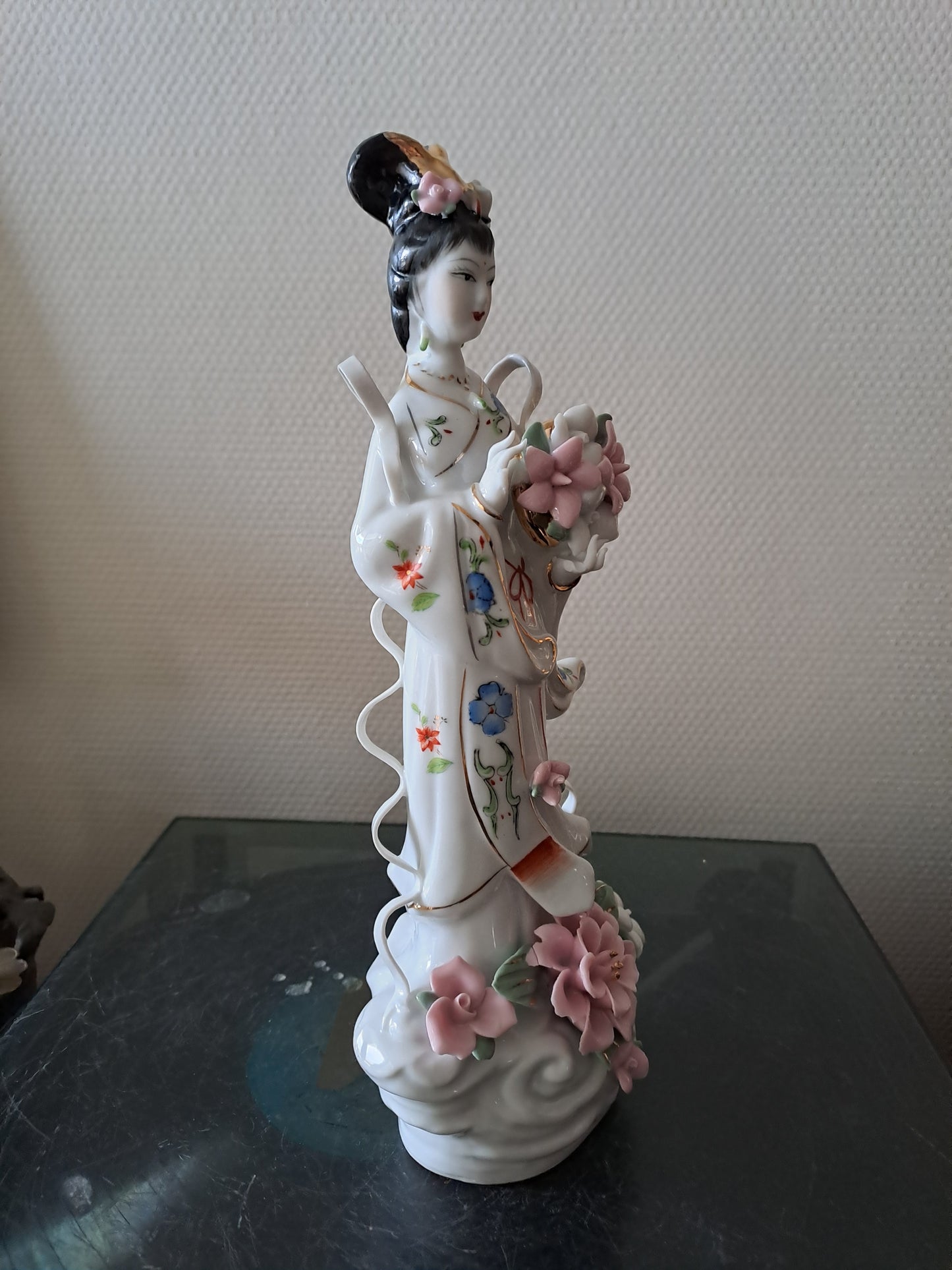 Statue Geisha Porcelaine Et Visage Biscuit