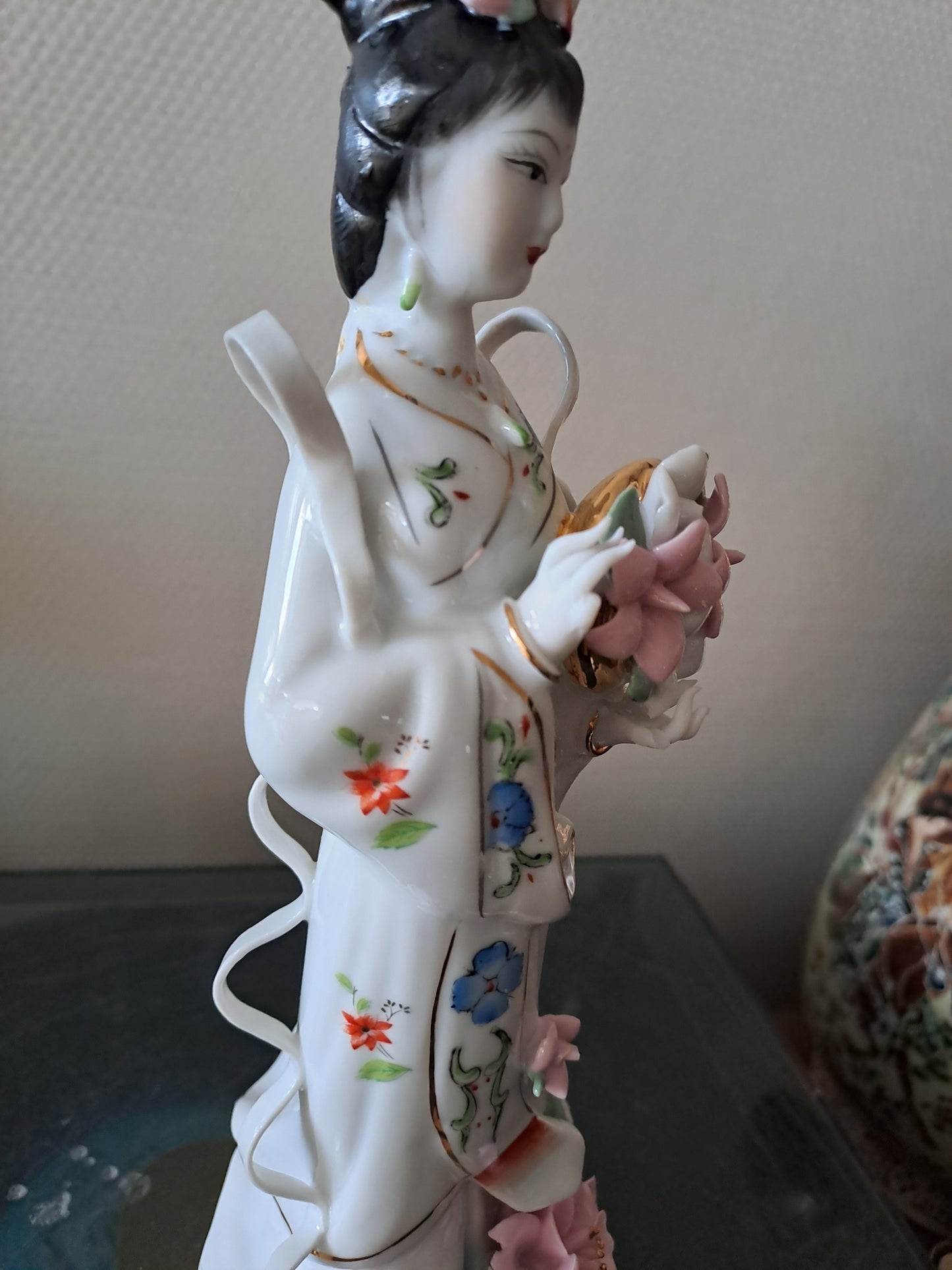 Statue Geisha Porcelaine Et Visage Biscuit