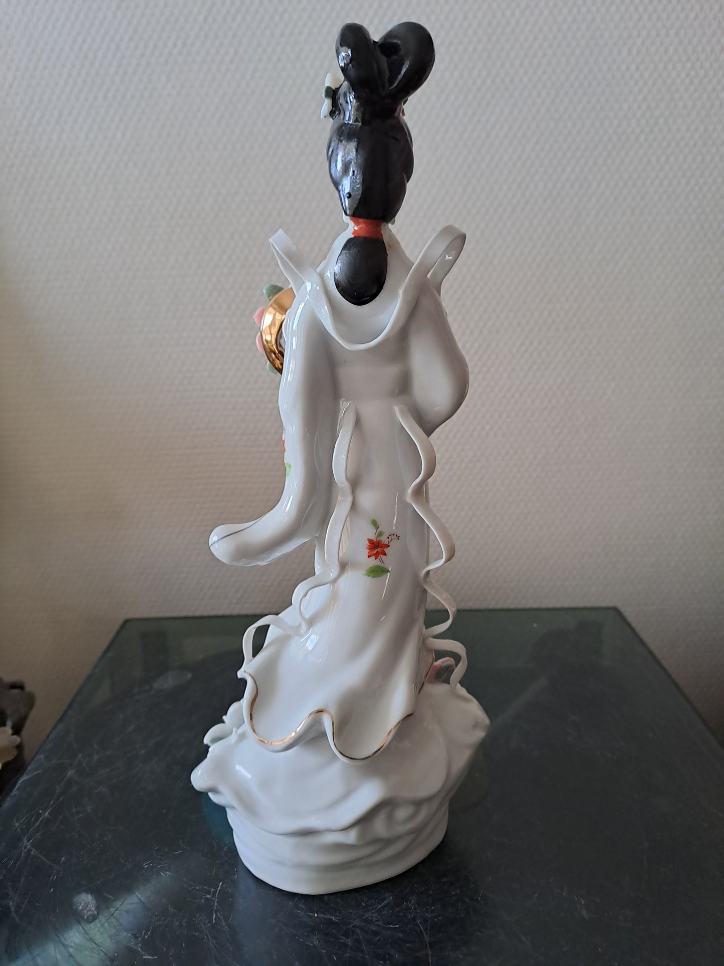 Statue Geisha Porcelaine Et Visage Biscuit