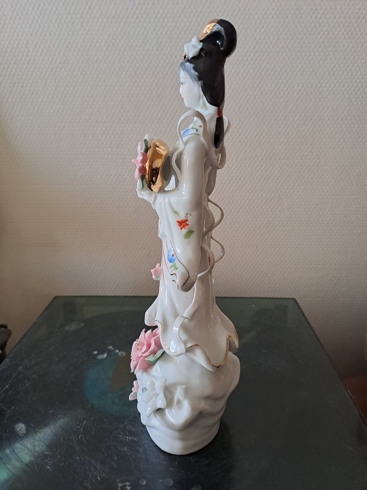 Statue Geisha Porcelaine Et Visage Biscuit