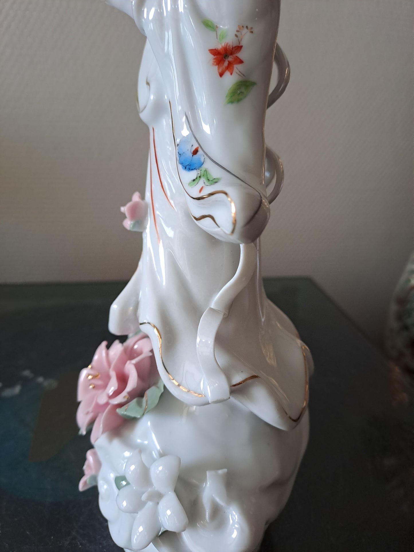 Statue Geisha Porcelaine Et Visage Biscuit