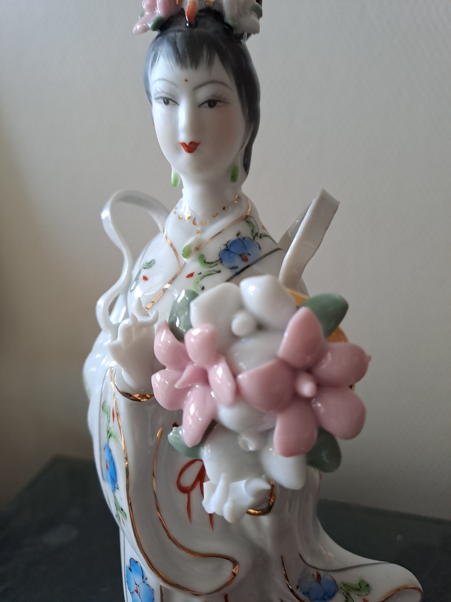 Statue Geisha Porcelaine Et Visage Biscuit