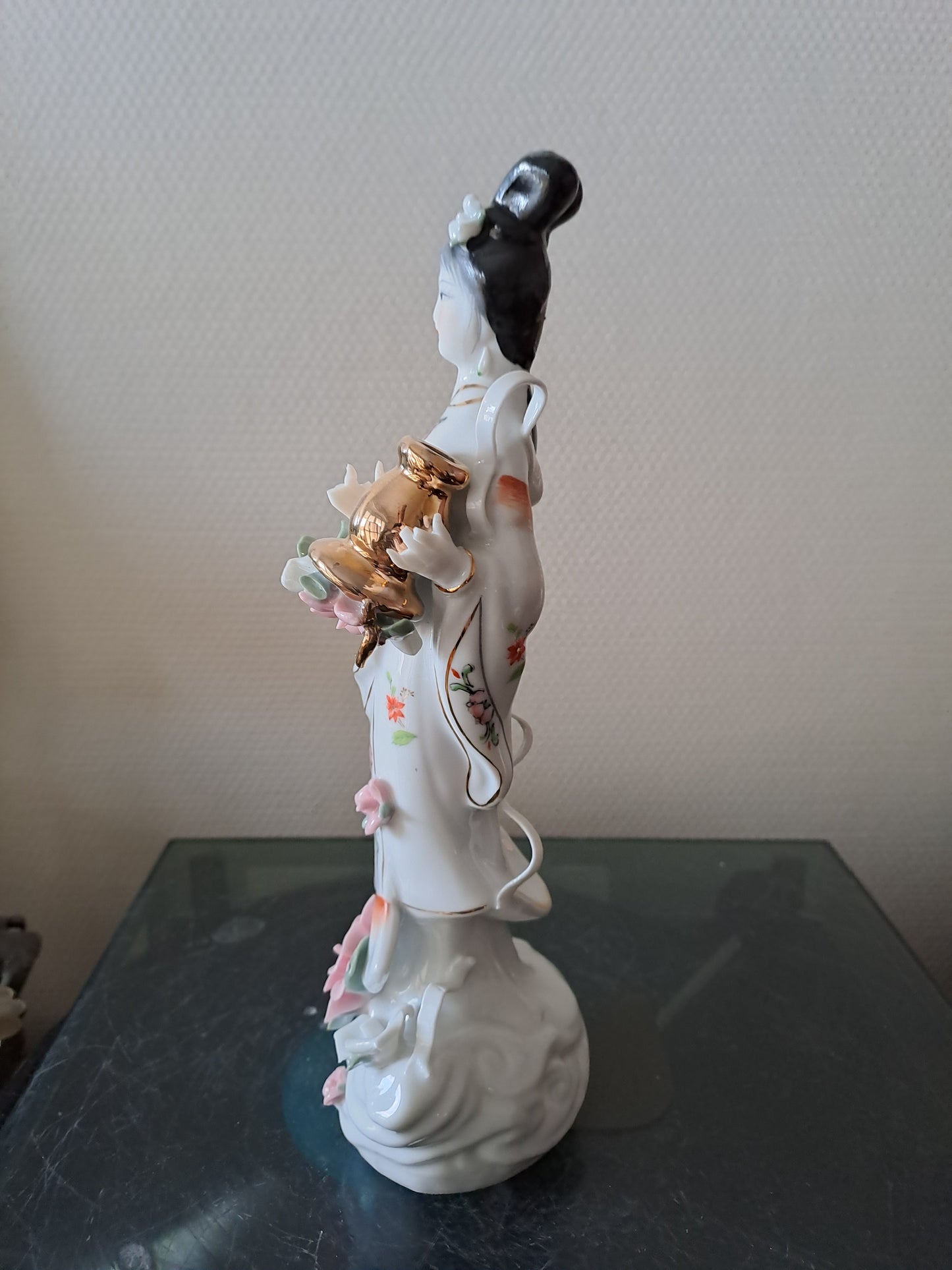 Statue Geisha Porcelaine et Visage Biscuit.