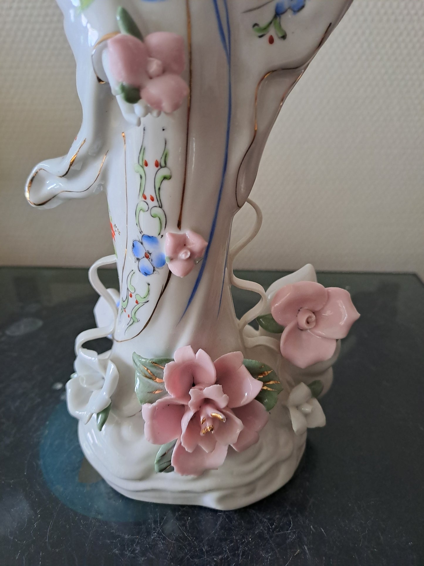 Statue Geisha Porcelaine Et Visage Biscuit.