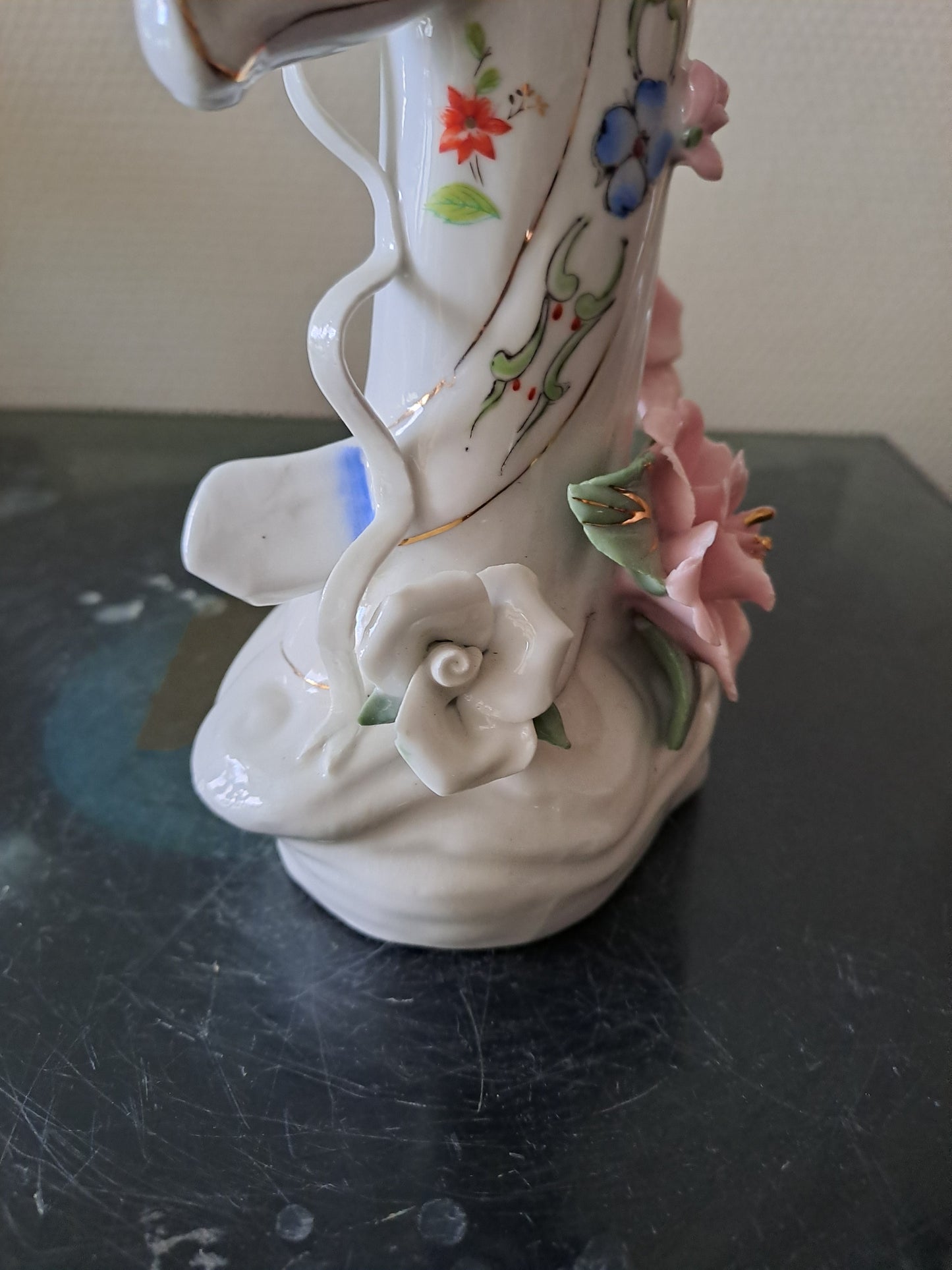 Statue Geisha Porcelaine Et Visage Biscuit.
