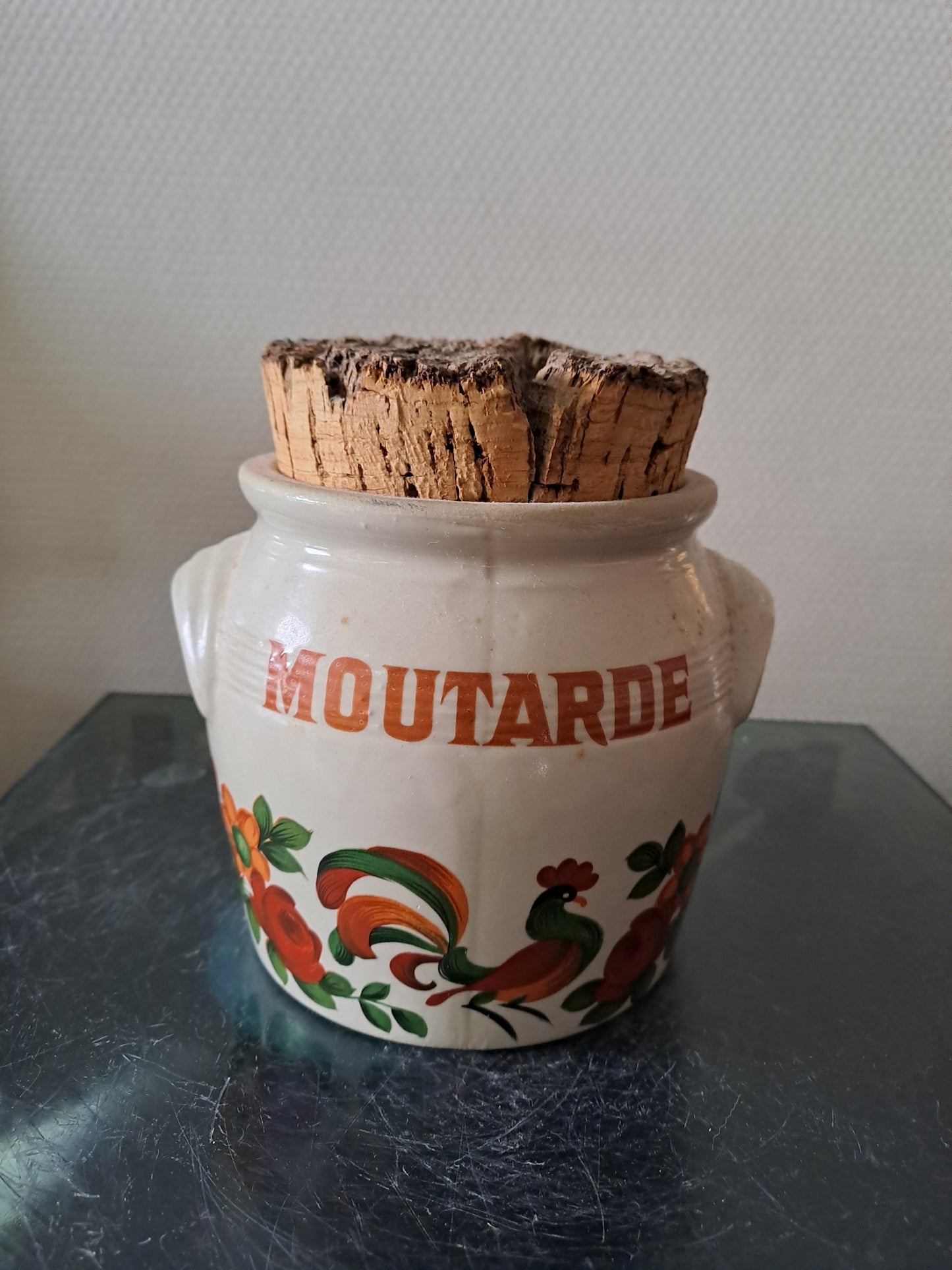Pot À Moutarde En Grès Bouchon En Liège.