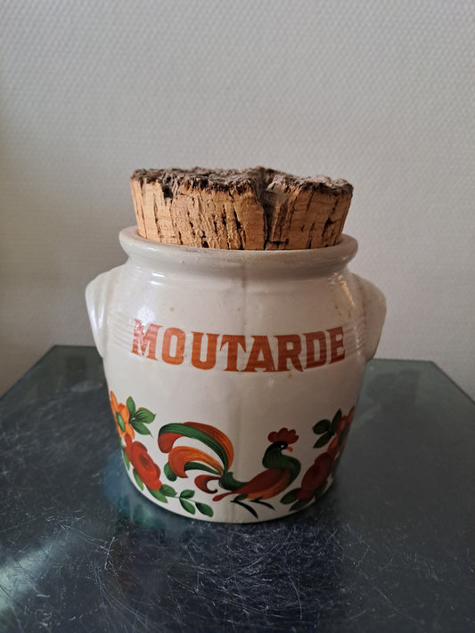 Pot À Moutarde En Grès Bouchon En Liège.