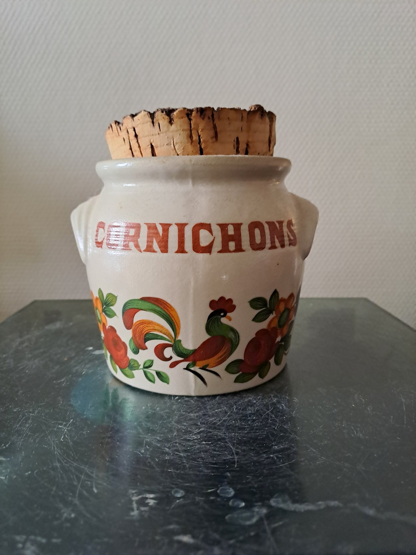 Pot À Cornichons En Grès Bouchon En Liège. Estampillé.