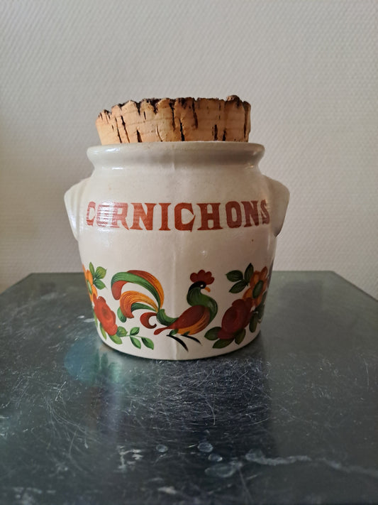 Pot À Cornichons En Grès Bouchon En Liège. Estampillé.