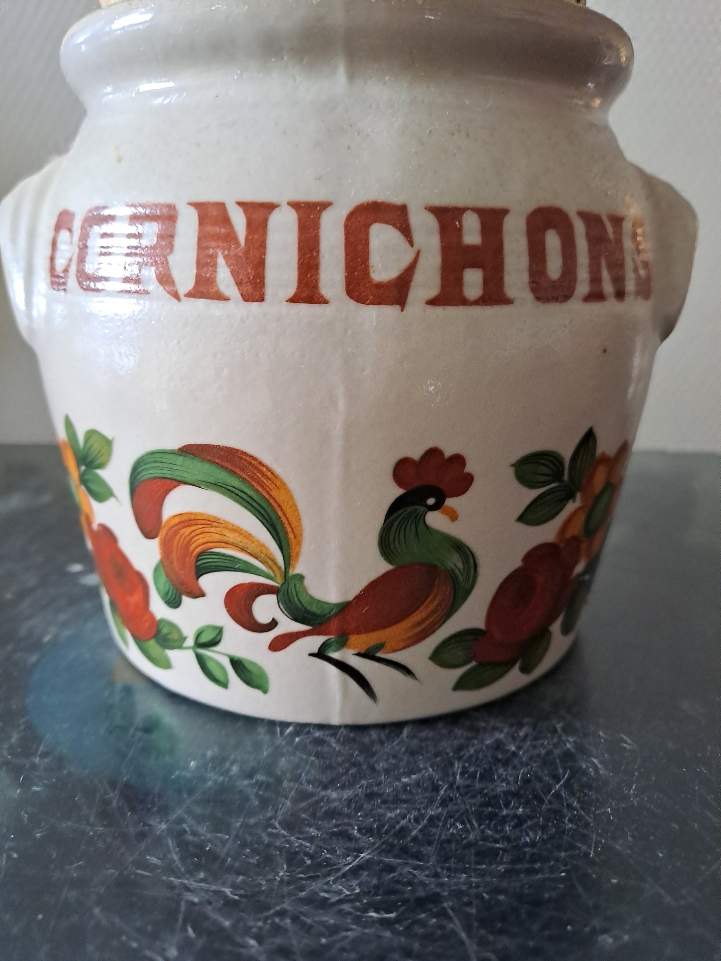 Pot À Cornichons En Grès Bouchon En Liège. Estampillé.
