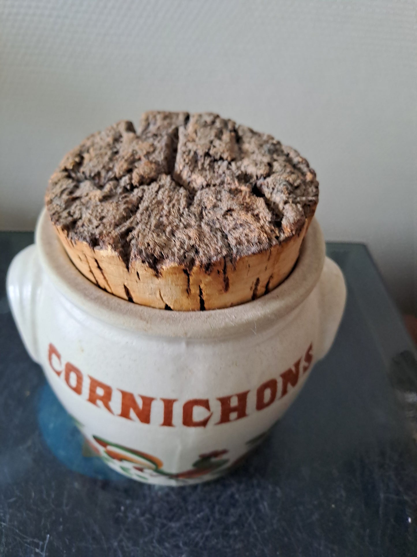 Pot À Cornichons En Grès Bouchon En Liège. Estampillé.