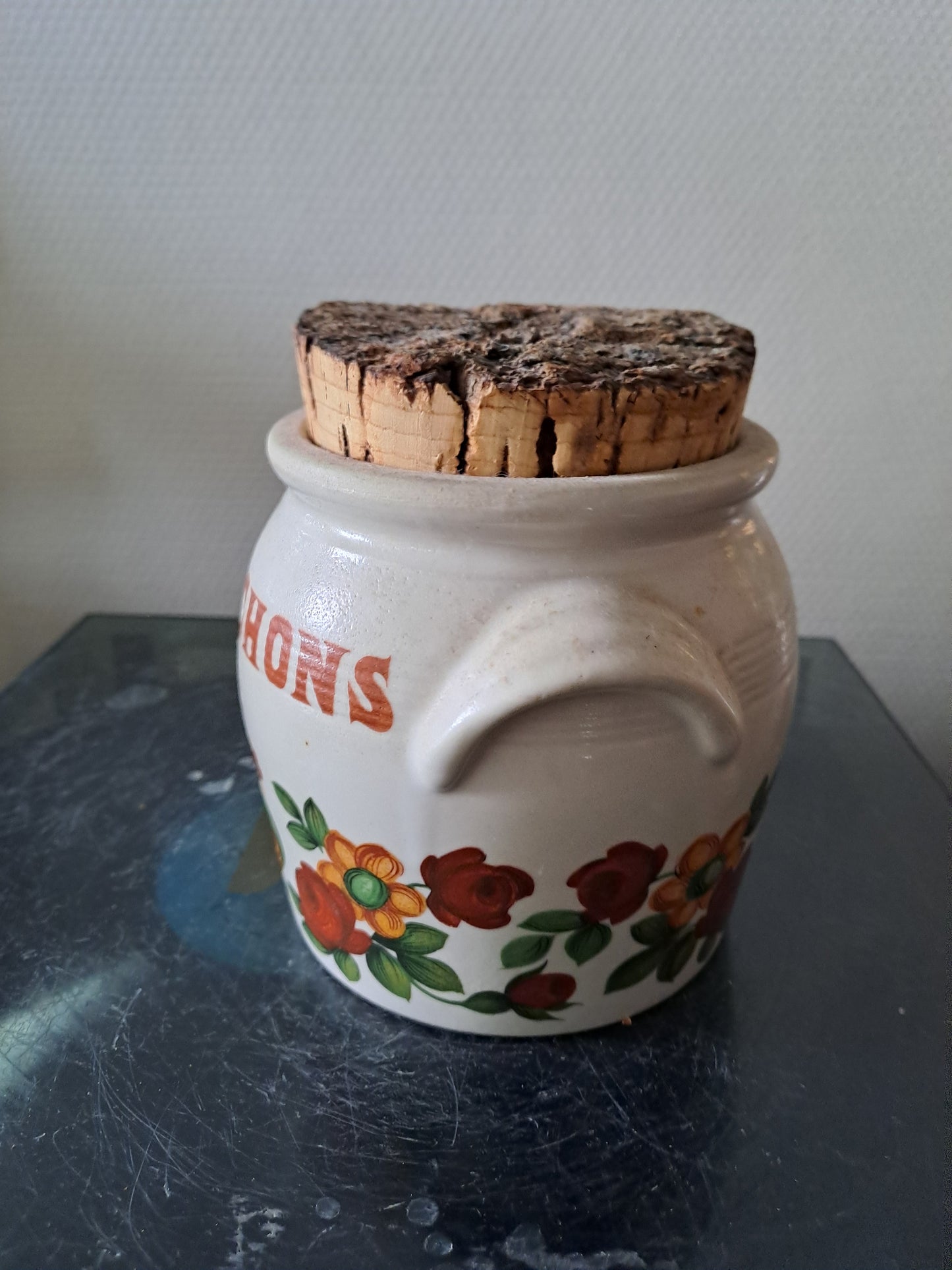 Pot À Cornichons En Grès Bouchon En Liège. Estampillé.