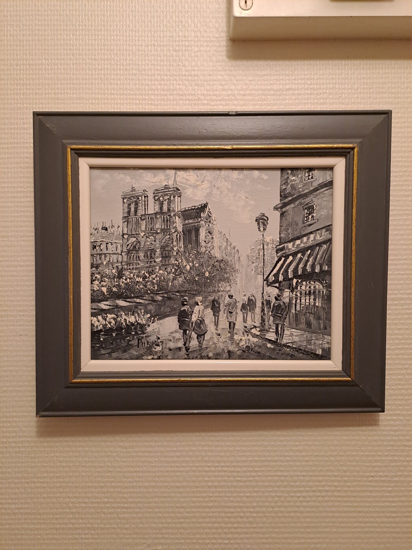 Notre Dame De Paris. Tableau Signé Burett. Peinture Au Couteau Sur Toile.