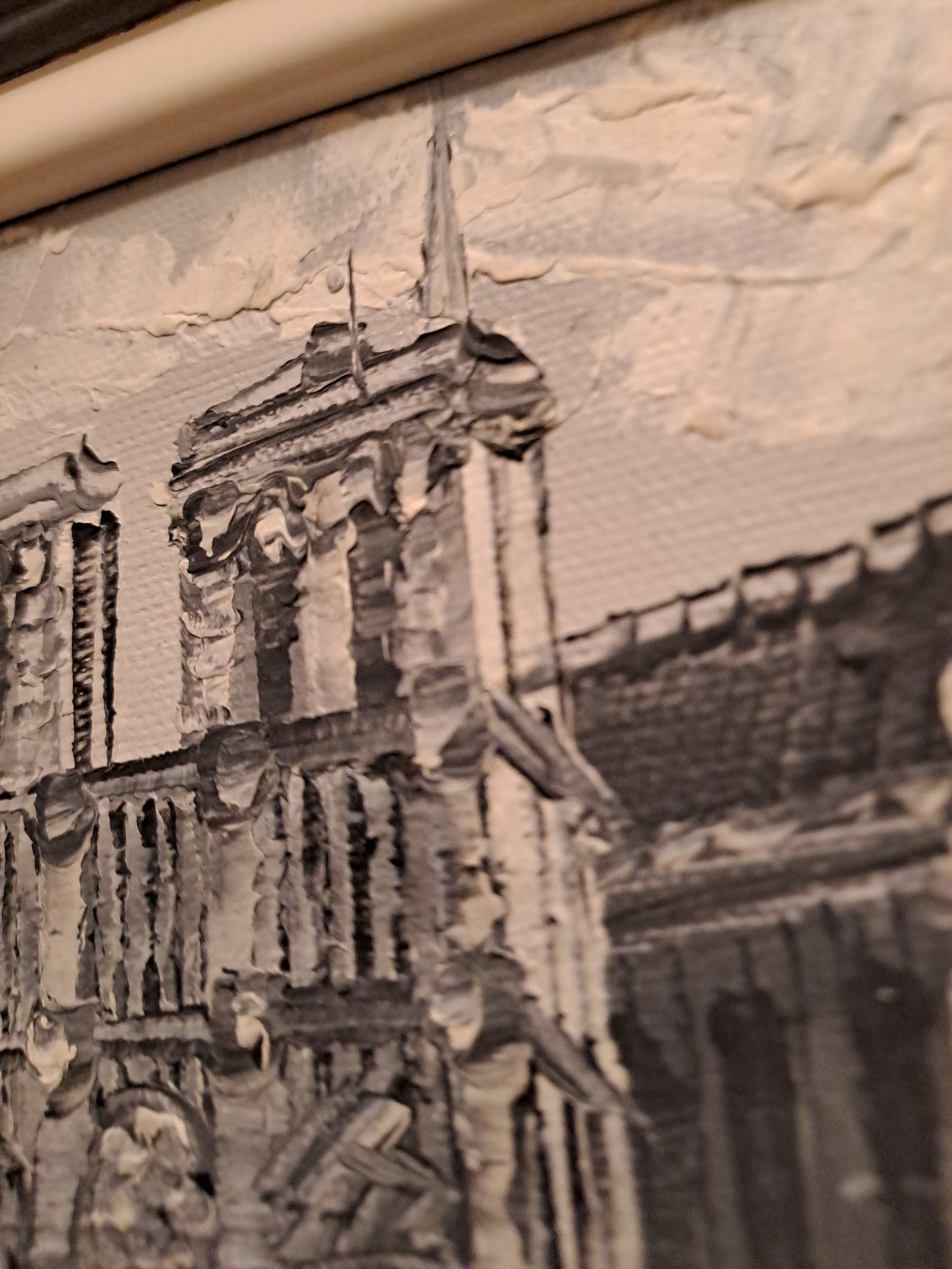 Notre Dame De Paris. Tableau Signé Burett. Peinture Au Couteau Sur Toile.