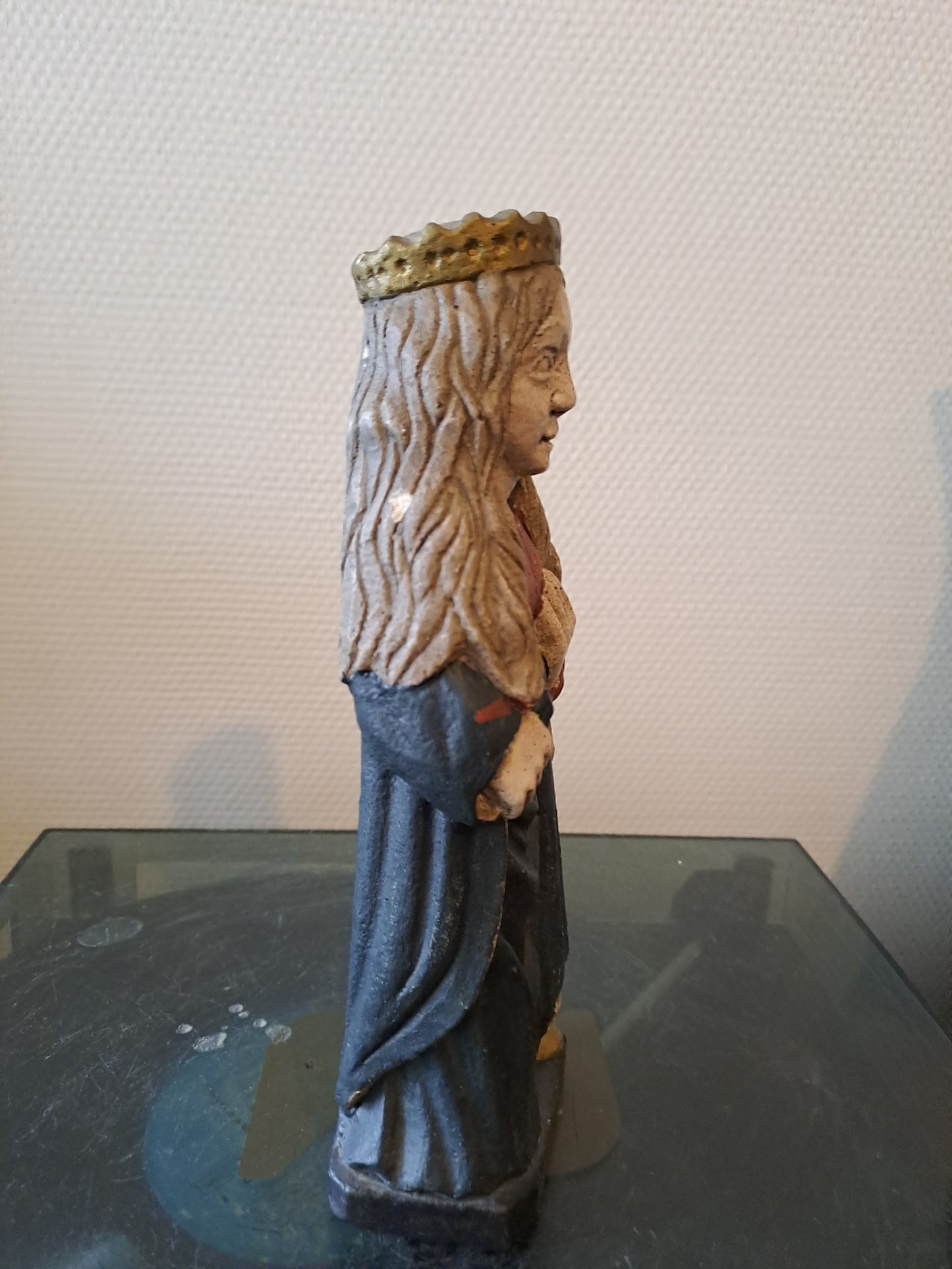 Statue Sainte Catherine D'Alexandrie Signé J. L Delaroche. Pierre Reconstituée. Acien decoration vintage catholique.