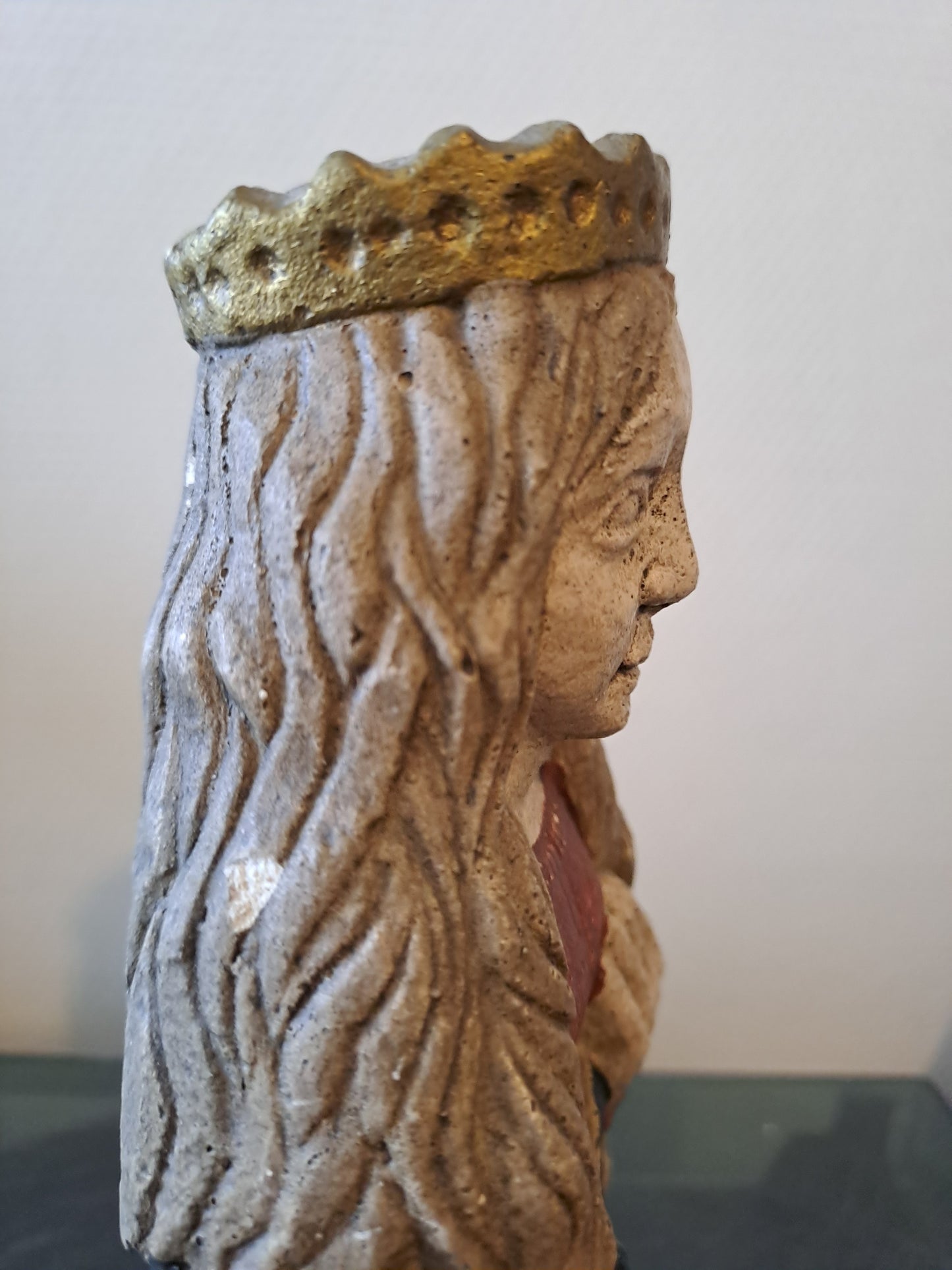 Statue Sainte Catherine D'Alexandrie Signé J. L Delaroche. Pierre Reconstituée. Acien decoration vintage catholique.