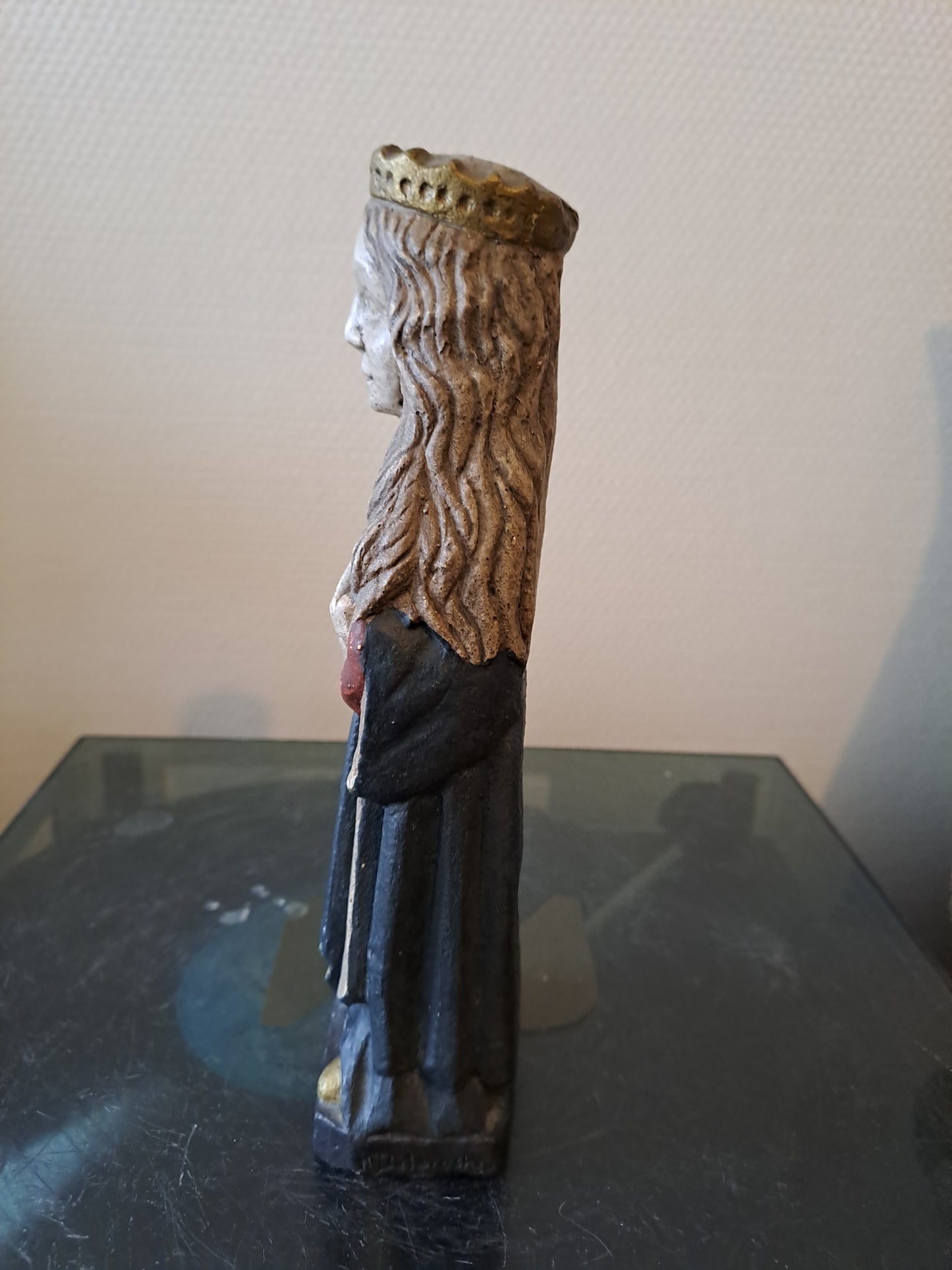 Statue Sainte Catherine D'Alexandrie Signé J. L Delaroche. Pierre Reconstituée. Acien decoration vintage catholique.